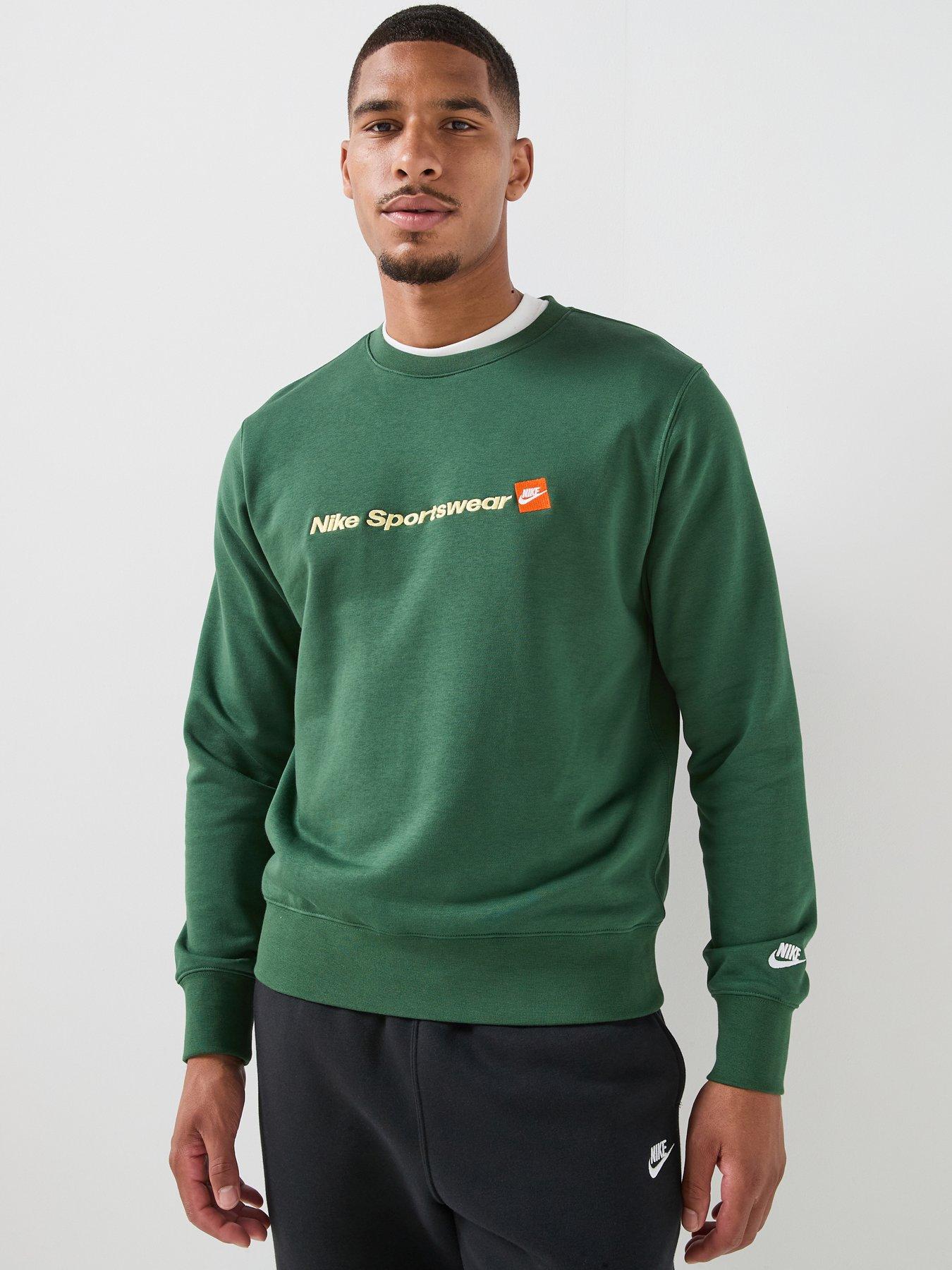Nike Mens Sportswear Club Linear Logo Crew Sweatshirt - Green
