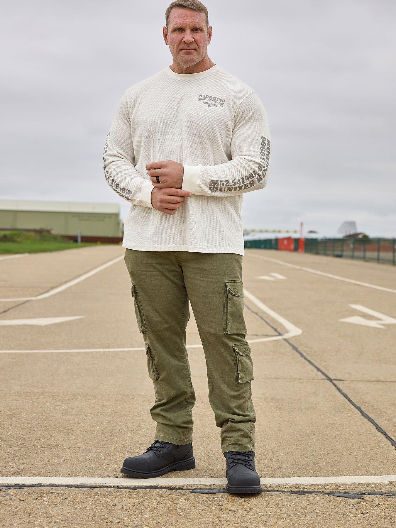  image of badrhino-double-pocket-cargo-trousers-green