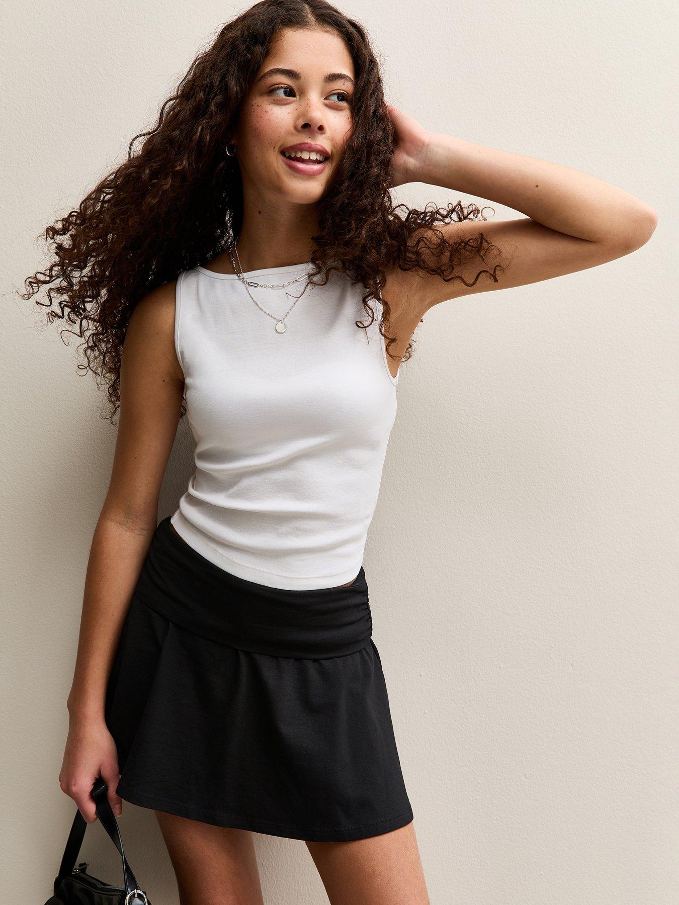 New Look 915 Girls Ruched Fold Over Skort - Black