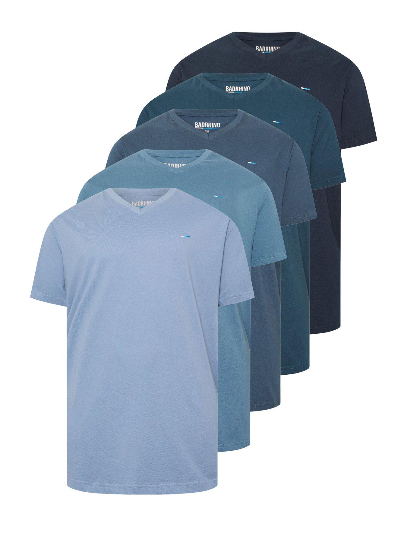 image of badrhino-5-pack-v-neck-t-shirts-blue