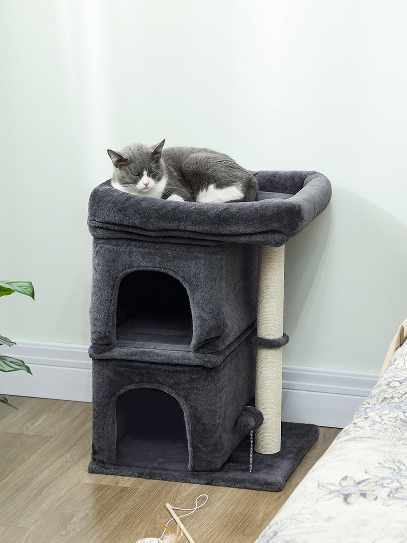 Image 1 of 6 of PawHut Small Cat Tree for Large Adult Cats Up to 7 KG with Large Perch 66 cm