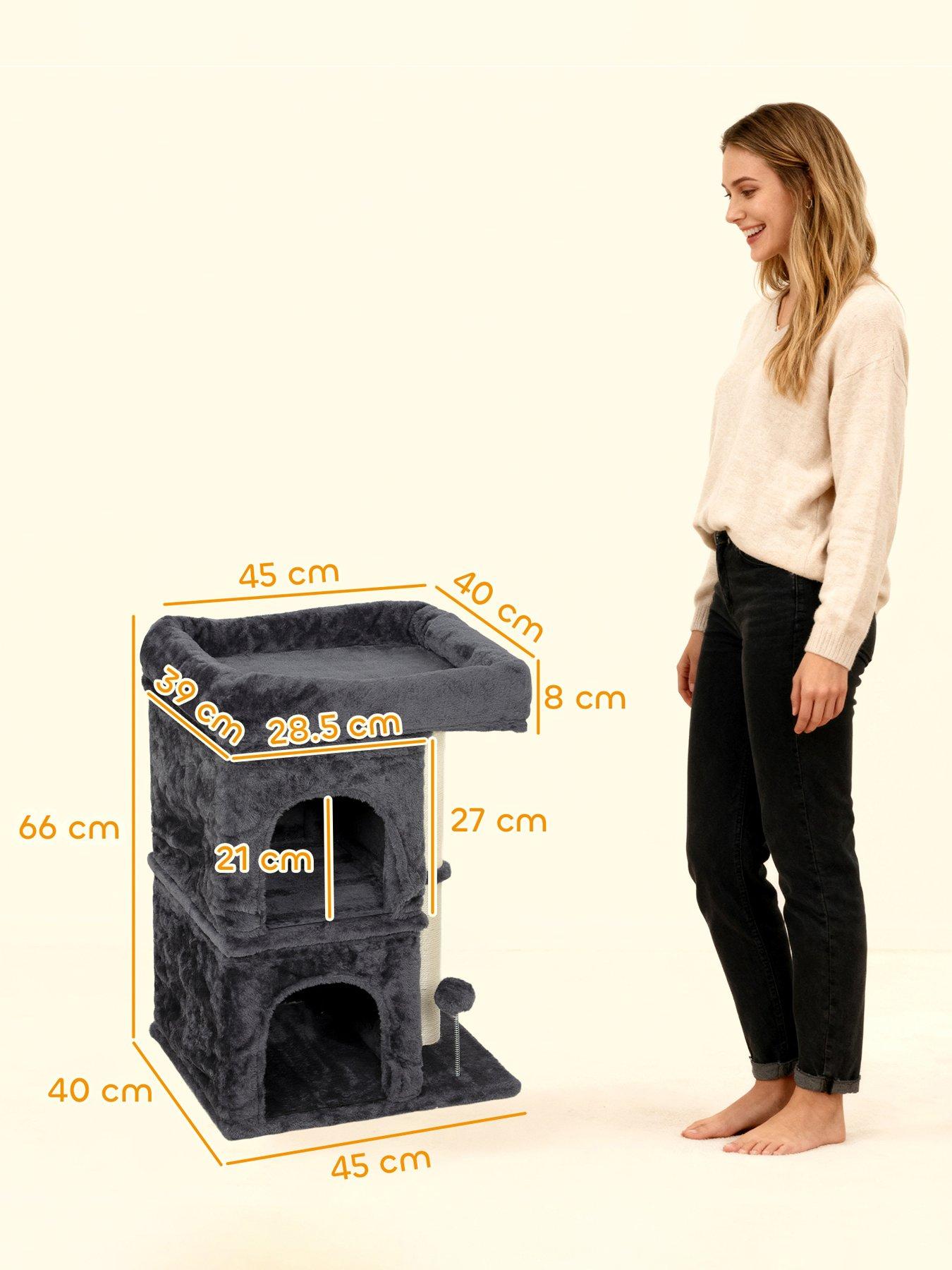 Image 3 of 6 of PawHut Small Cat Tree for Large Adult Cats Up to 7 KG with Large Perch 66 cm
