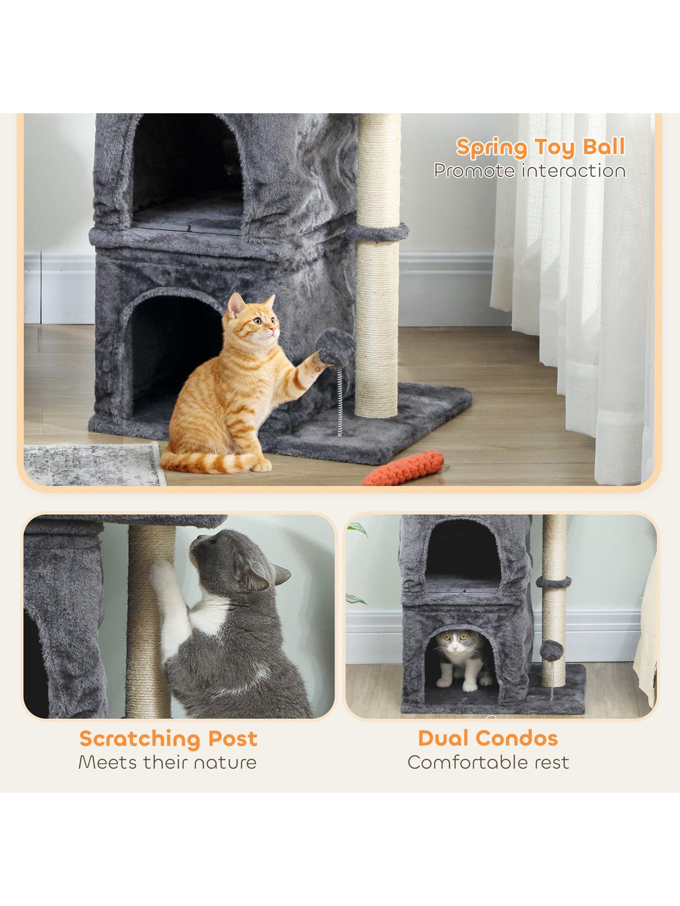 Image 5 of 6 of PawHut Small Cat Tree for Large Adult Cats Up to 7 KG with Large Perch 66 cm
