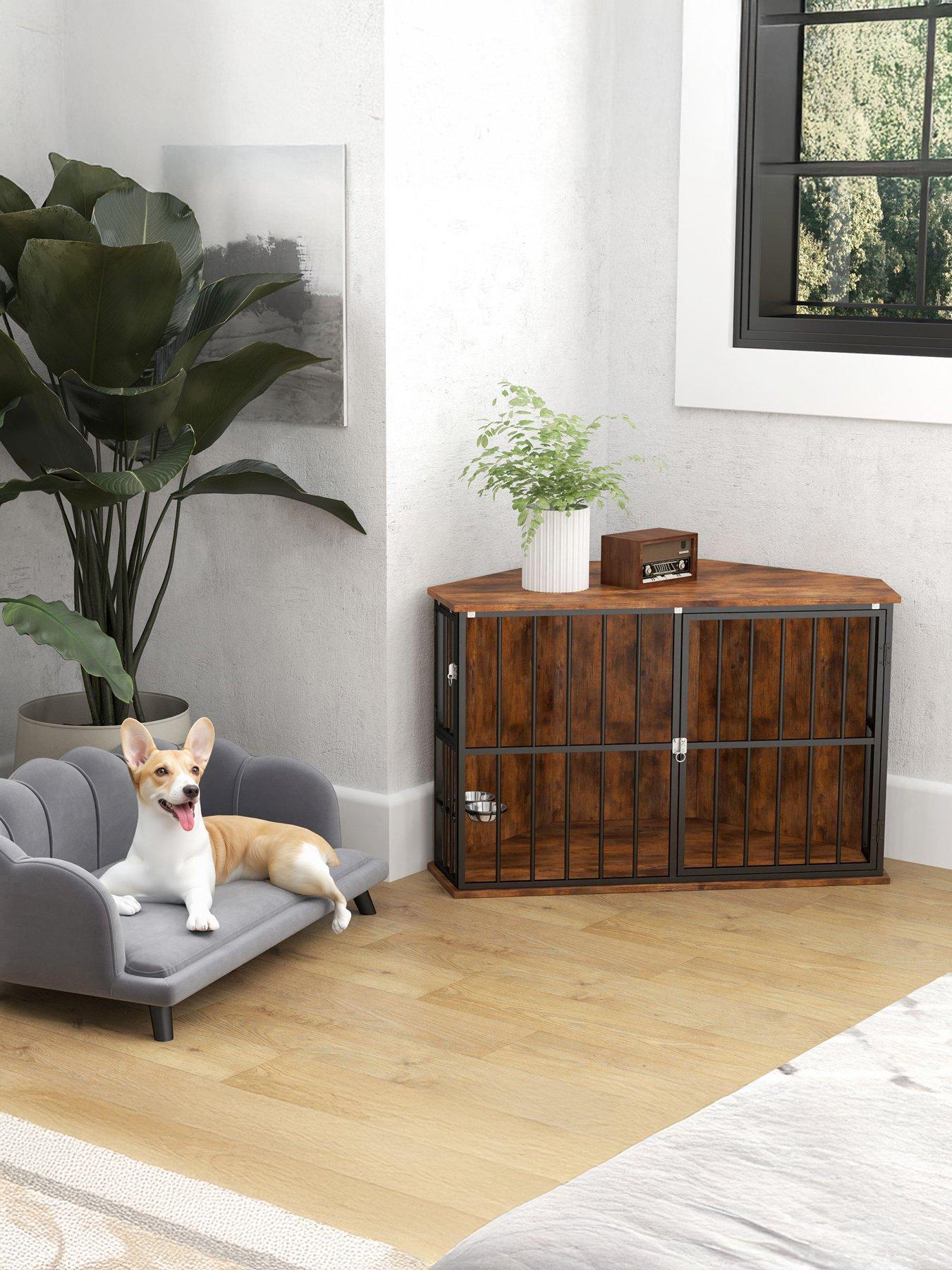 pawhut-corner-dog-crate-furniture-with-2-bowls-for-small-amp-medium-dogs