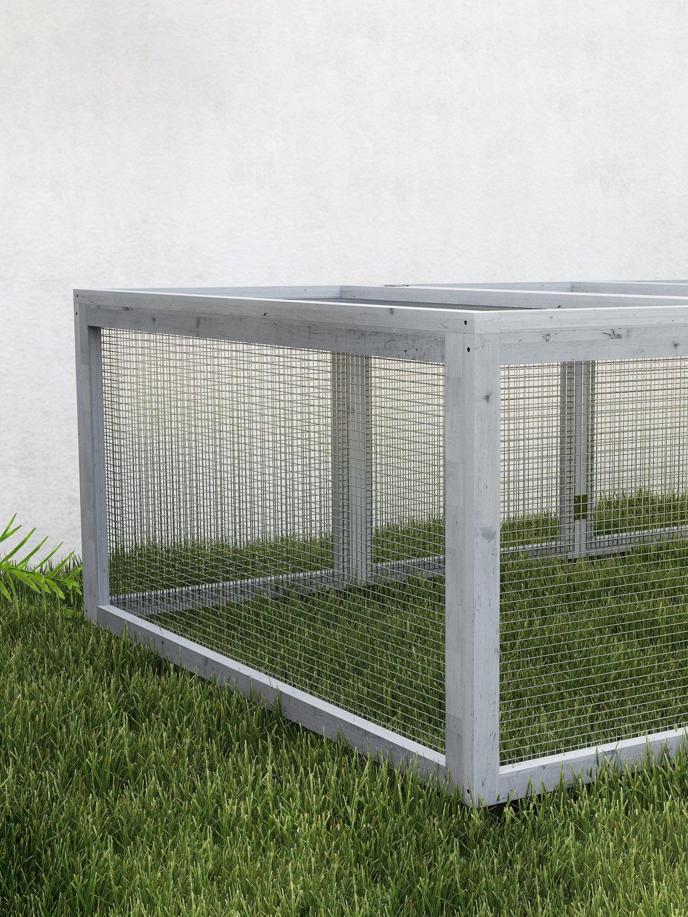 Image 3 of 7 of PawHut Rabbit Hutch Cage, Wooden Outdoor Run with Openable Roof, Grey