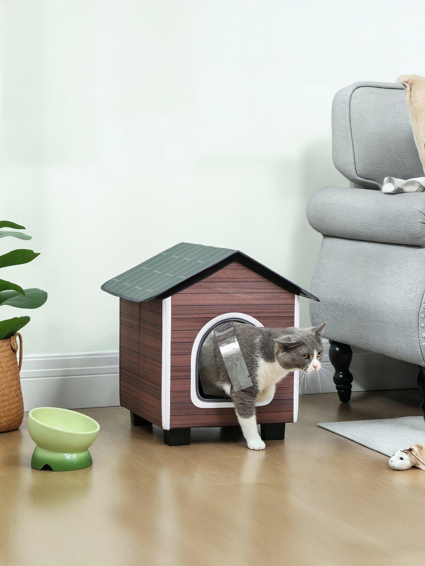 pawhut-outdoor-cat-house-with-elevated-base-cushion-red-brown