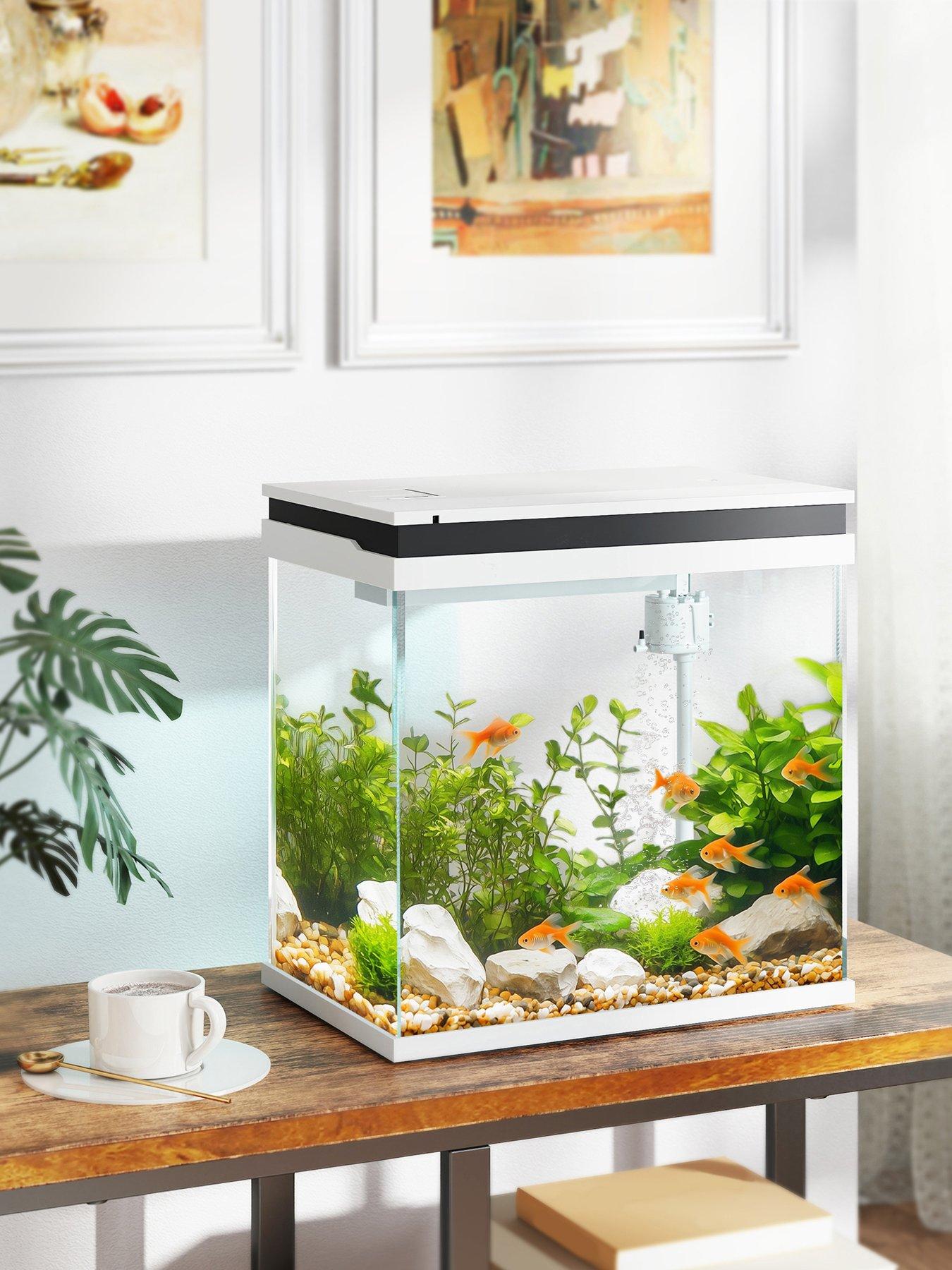 pawhut-26l-small-fish-tank-with-filter-system-led-lights-water-pump-white