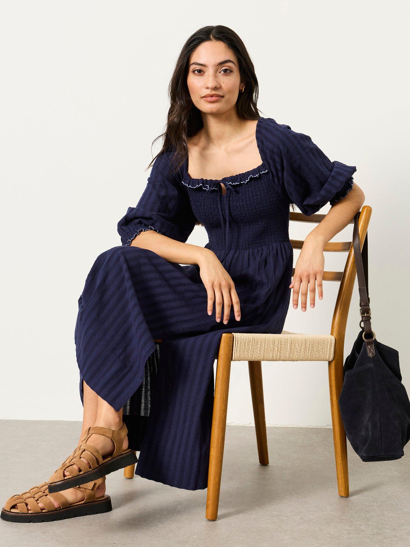 FatFace Amelie Midi Dress - Navy