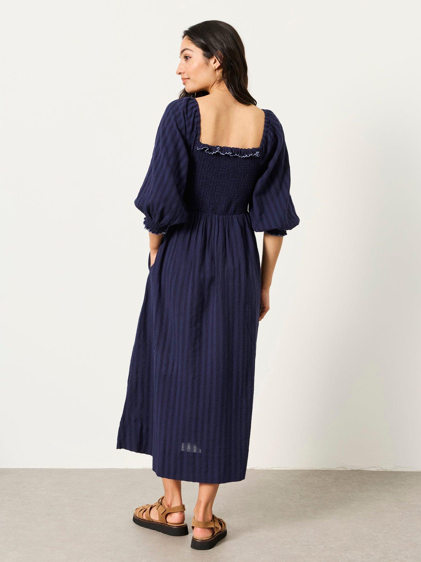 Image 2 of 6 of FatFace Amelie Midi Dress - Navy