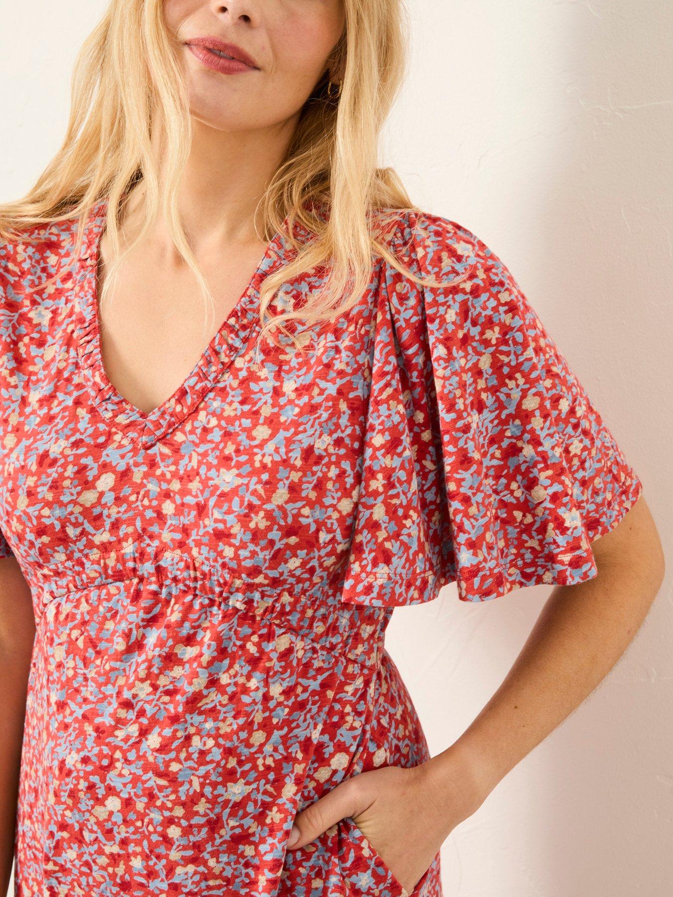  image of fatface-grace-surf-ditsy-dress-red