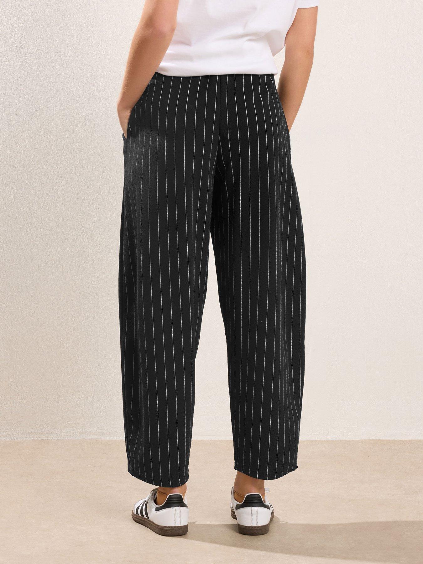 Image 2 of 5 of PixieGirl Petite Stripe Scuba Barrel Trousers