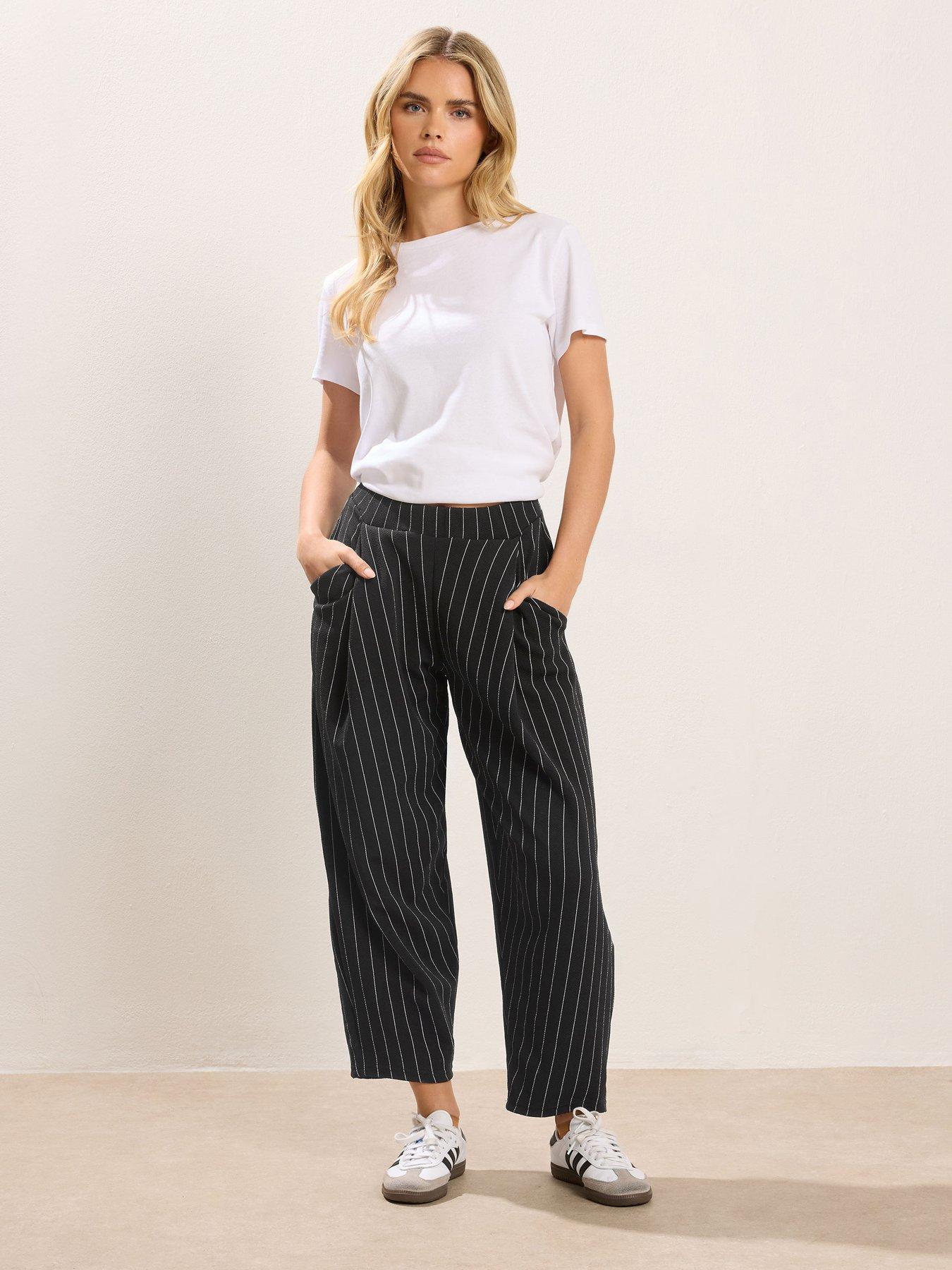 Image 3 of 5 of PixieGirl Petite Stripe Scuba Barrel Trousers