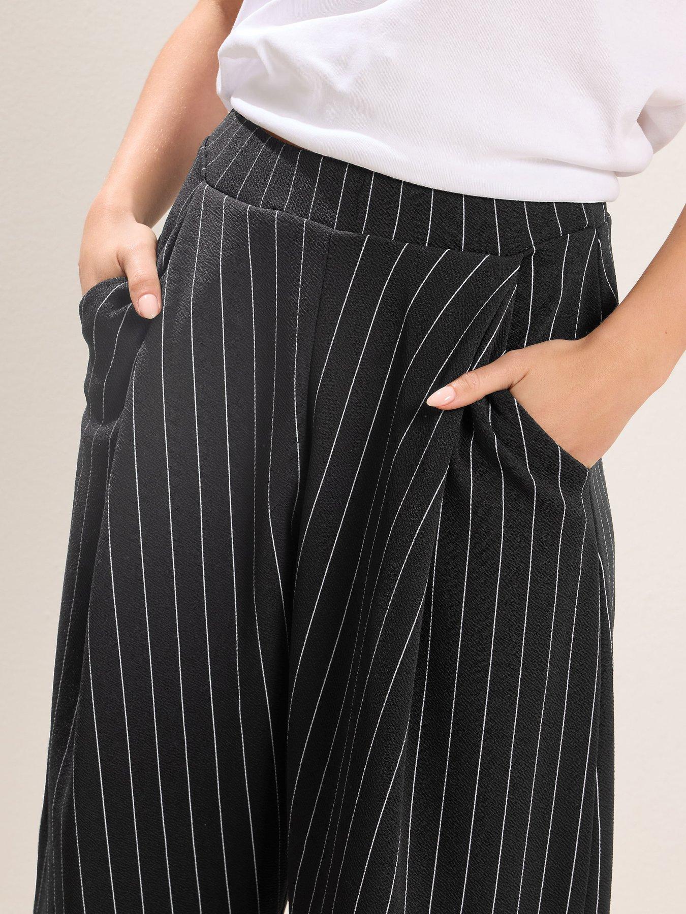 Image 4 of 5 of PixieGirl Petite Stripe Scuba Barrel Trousers