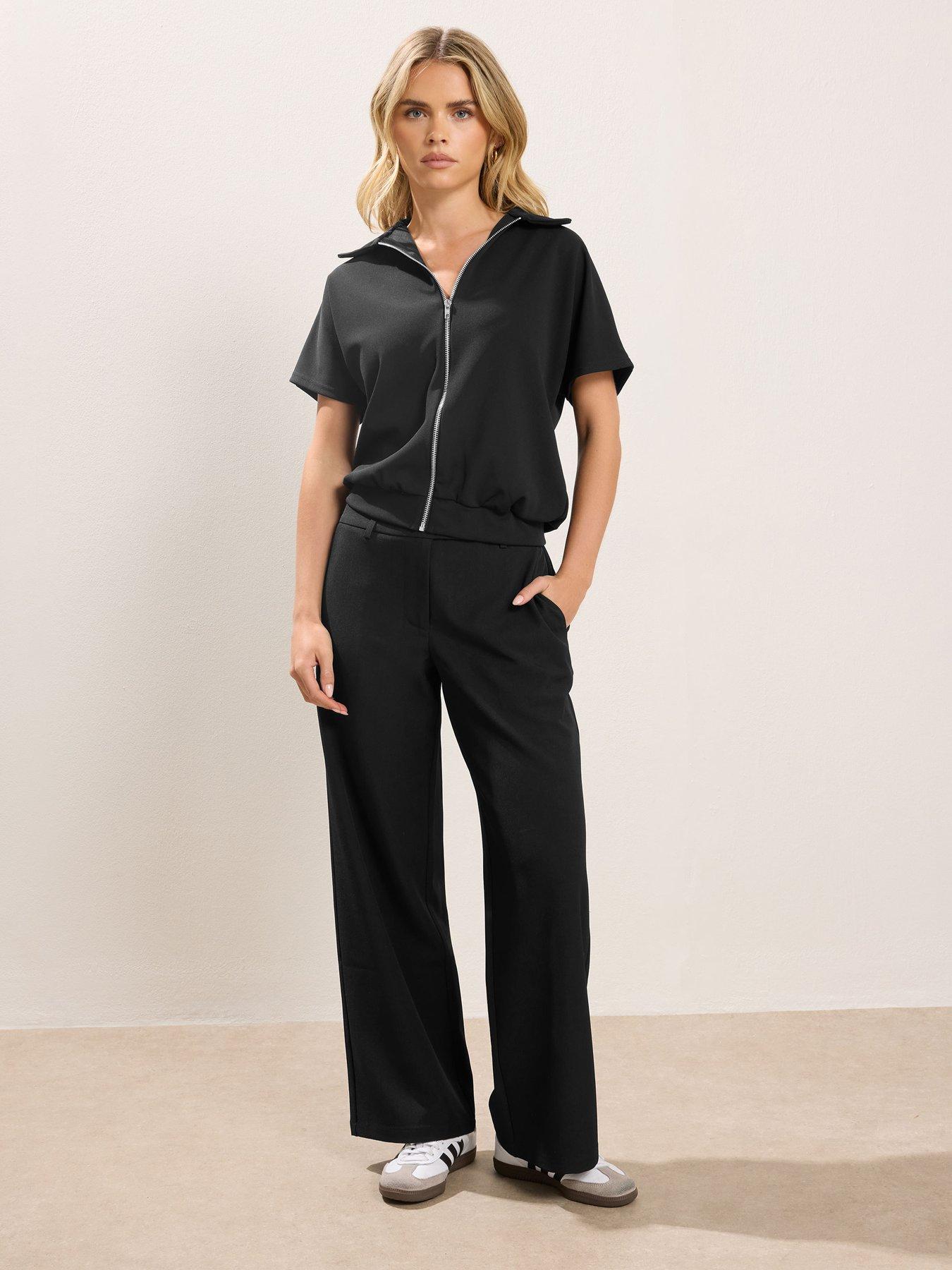  image of pixiegirl-petite-short-sleeve-scuba-jacket-black