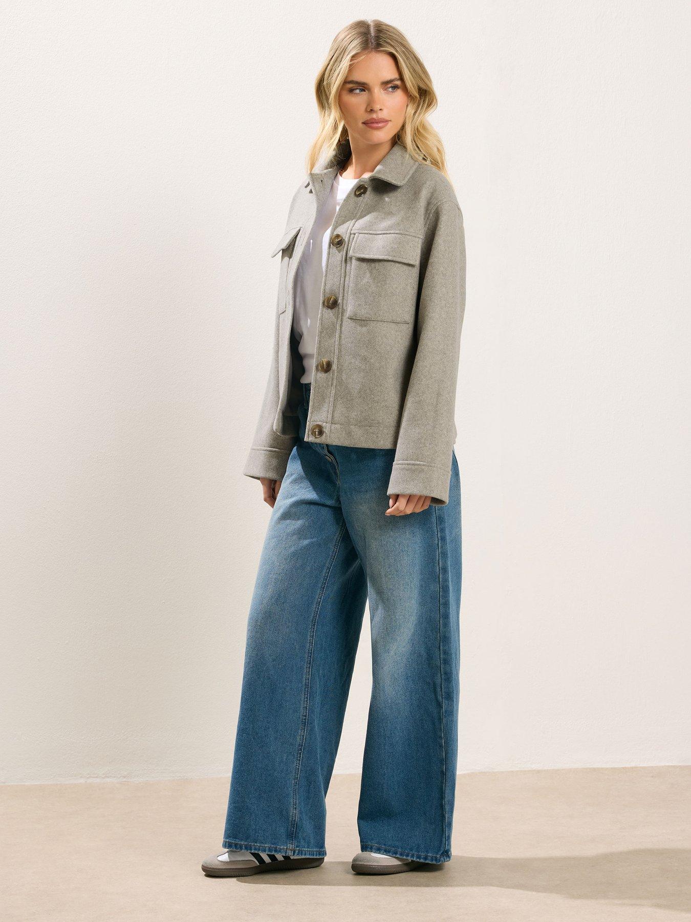  image of pixiegirl-petite-faux-wool-trucker-jacket-cream