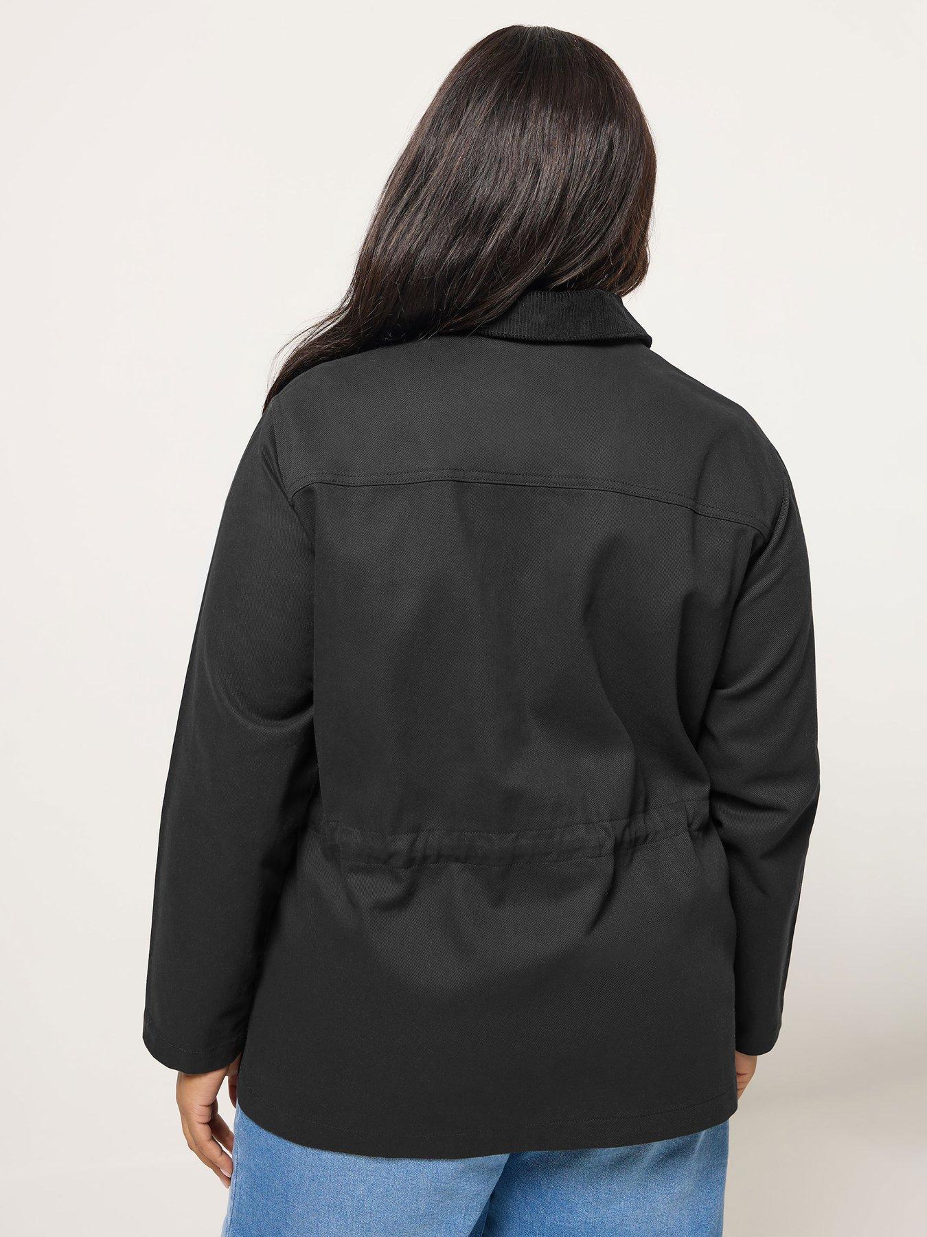 Image 2 of 5 of Yours Curve Carpenter Cord Collar Jacket - Black