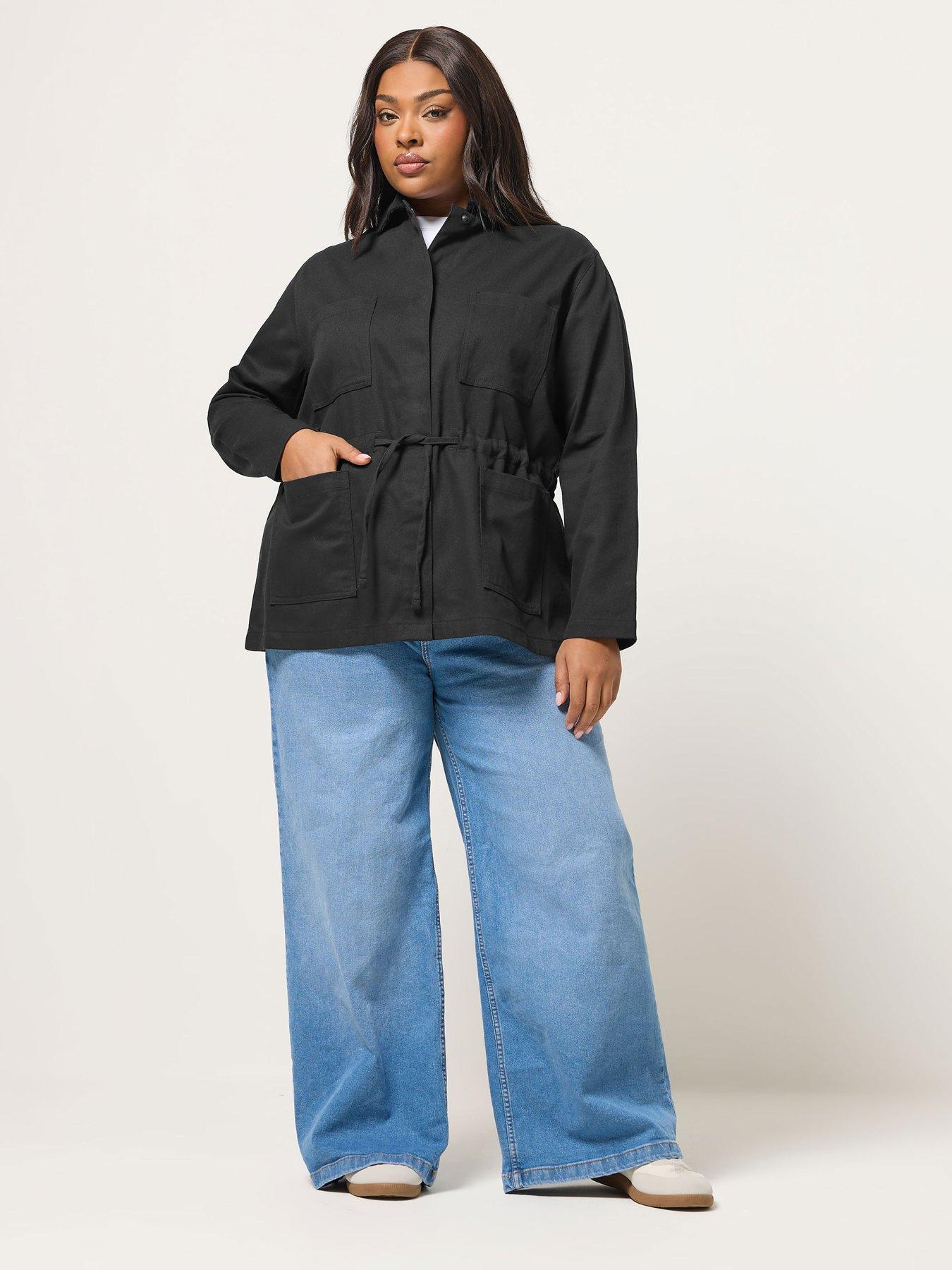 Image 3 of 5 of Yours Curve Carpenter Cord Collar Jacket - Black