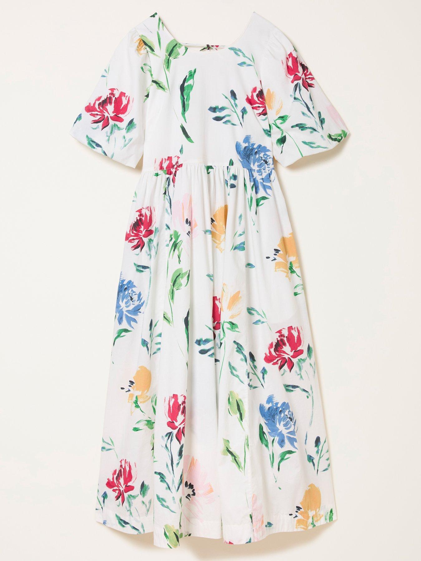 Image 6 of 6 of FatFace Bria Floral Midi Dress - White