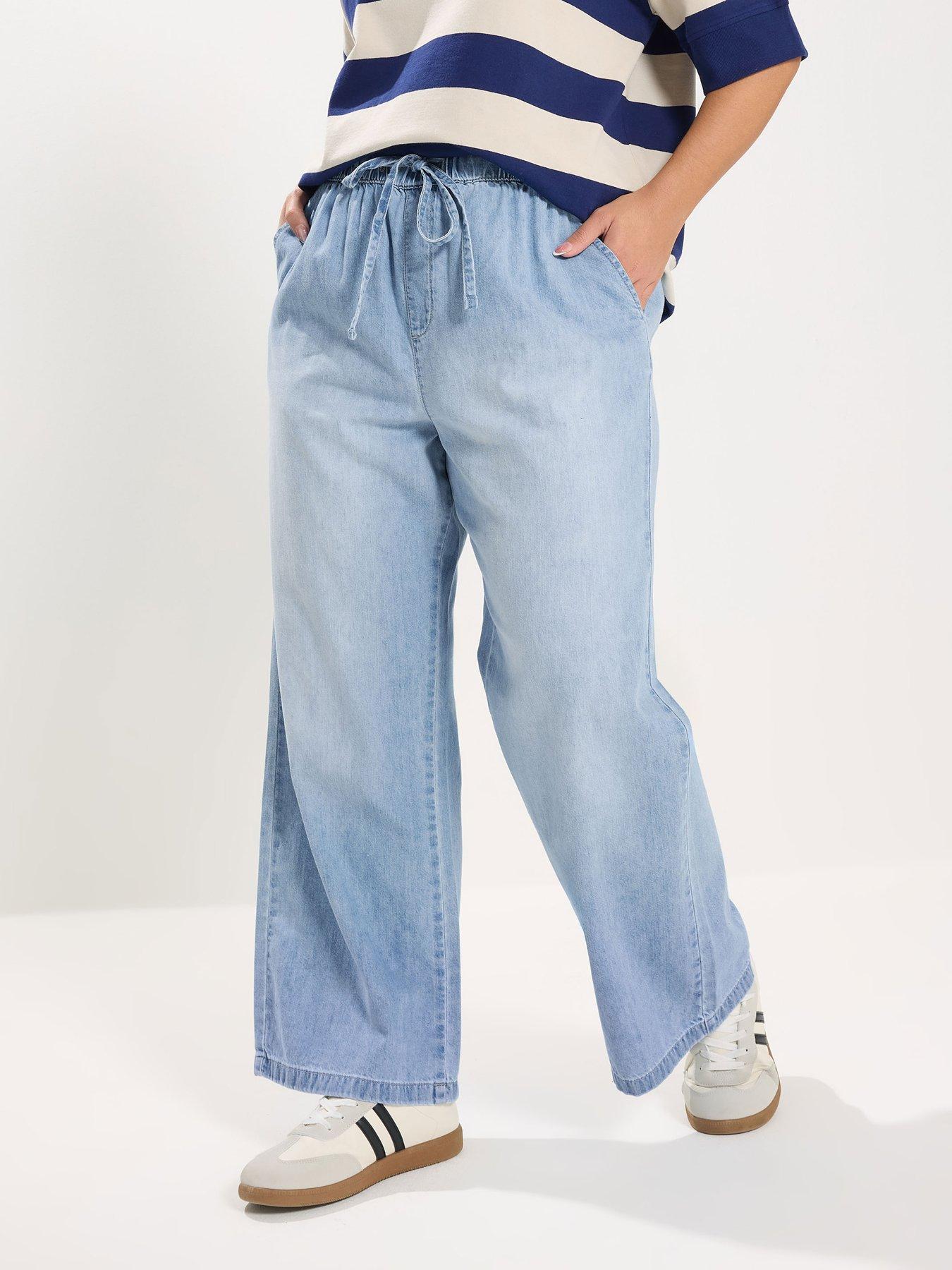 Yours Curve Pull On Wide Leg Jean 30"