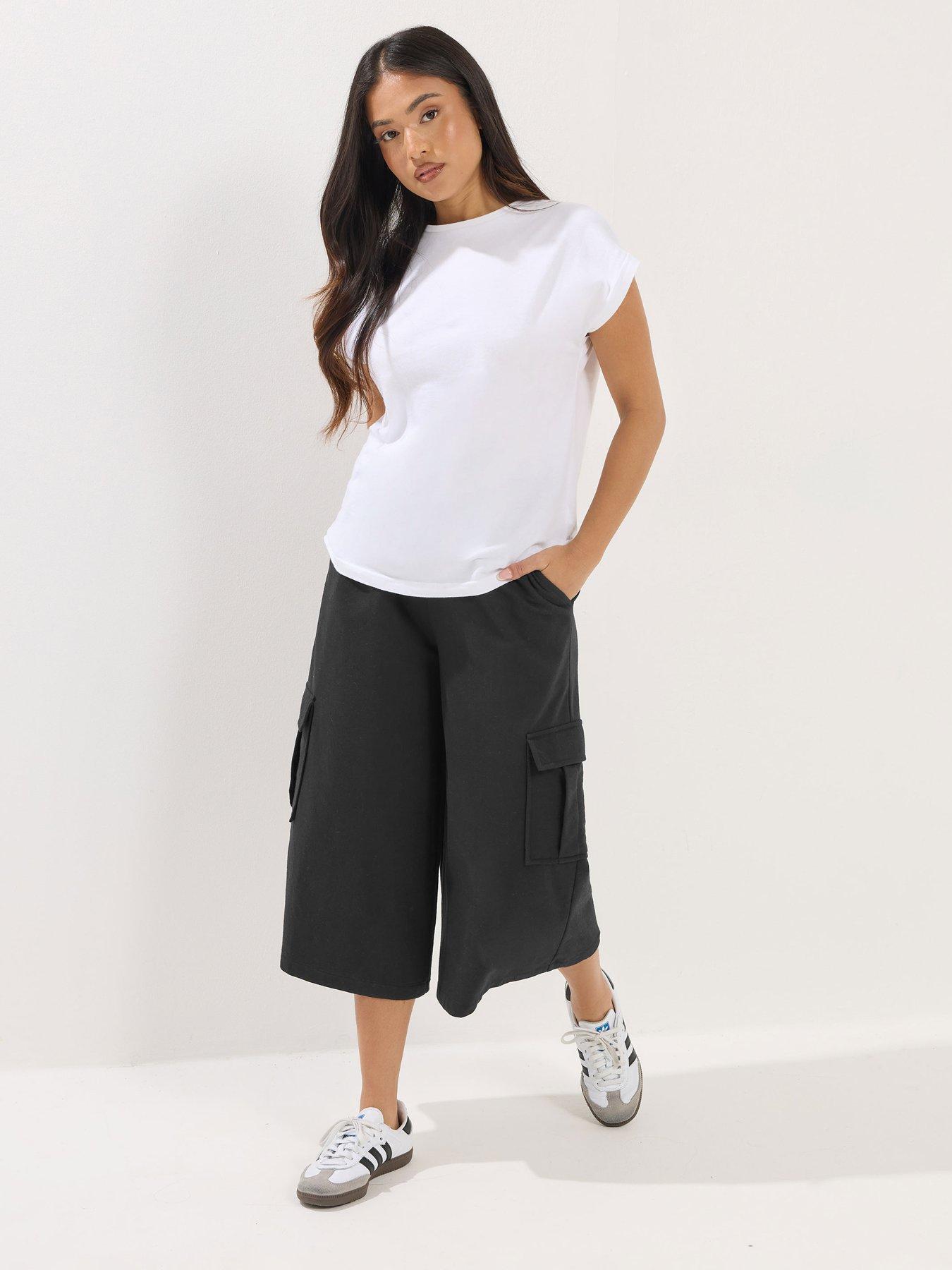 Image 3 of 5 of PixieGirl Petite Pocket Wide Crop Jogger - Black