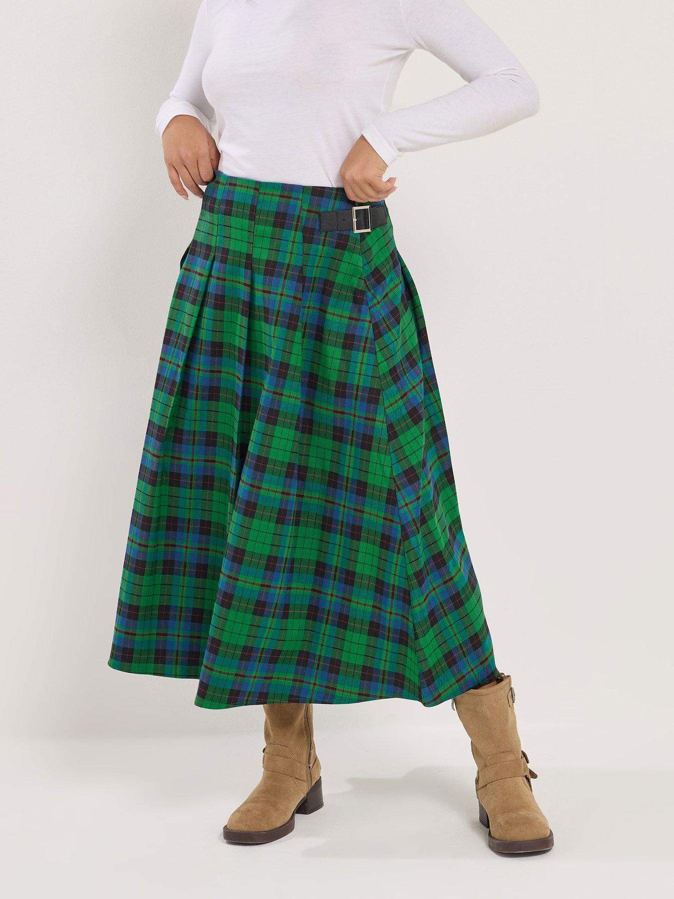  image of pixiegirl-petite-check-buckle-midi-skirt