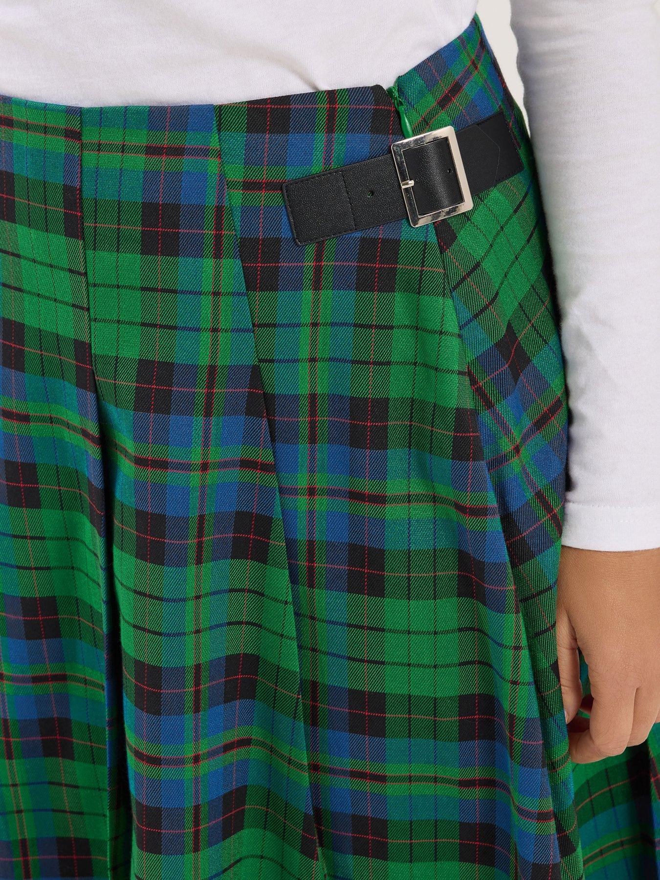  image of pixiegirl-petite-check-buckle-midi-skirt
