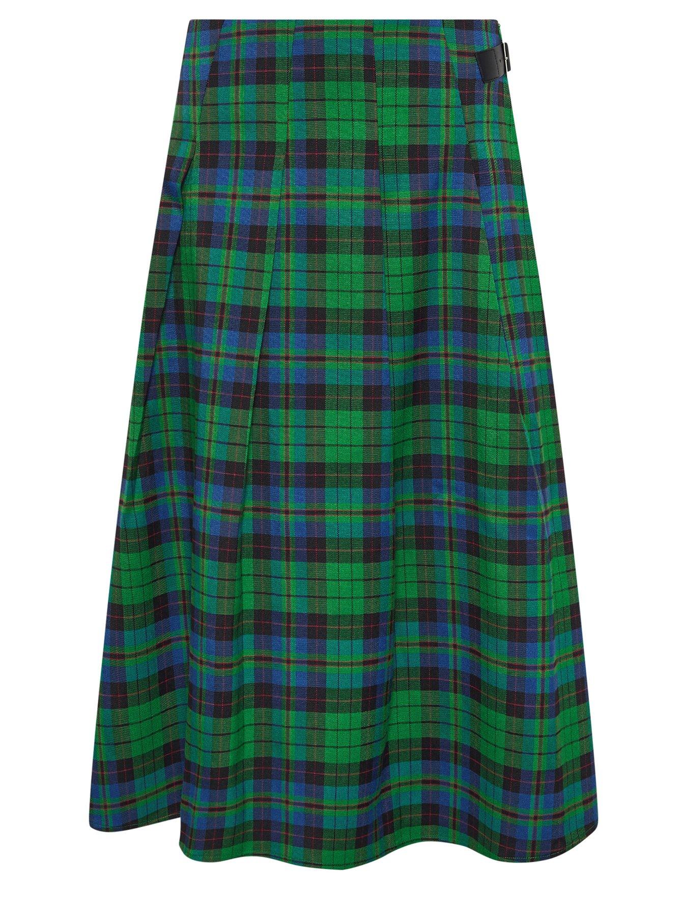  image of pixiegirl-petite-check-buckle-midi-skirt