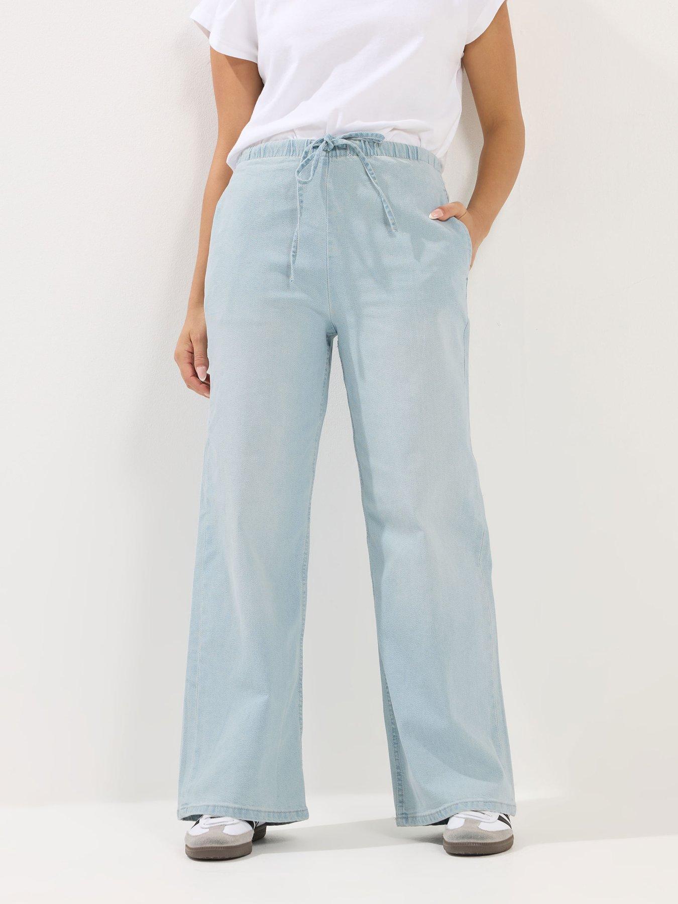 PixieGirl Petite Pull On Wide Leg Jeans - Blue