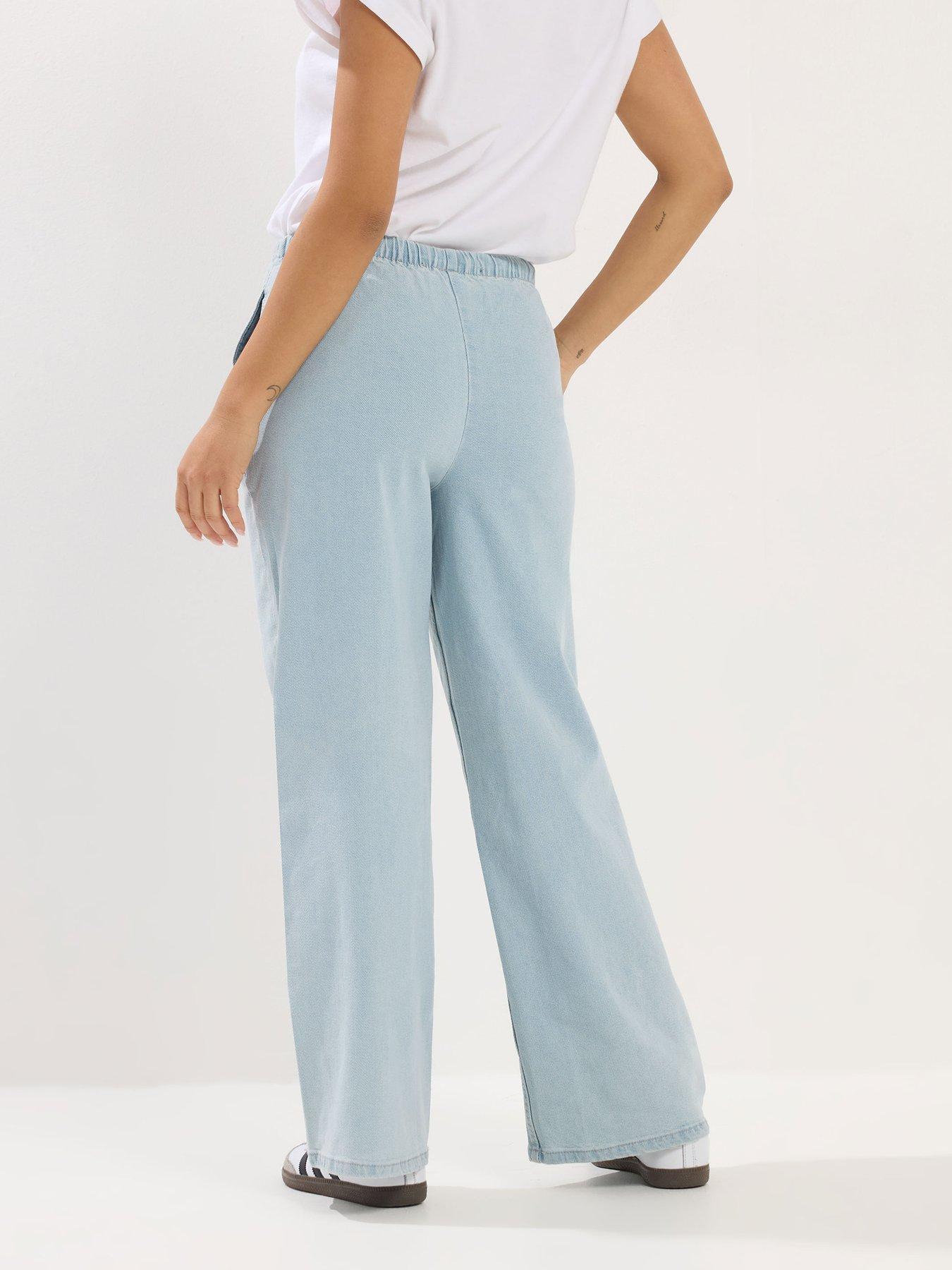 Image 2 of 5 of PixieGirl Petite Pull On Wide Leg Jeans - Blue