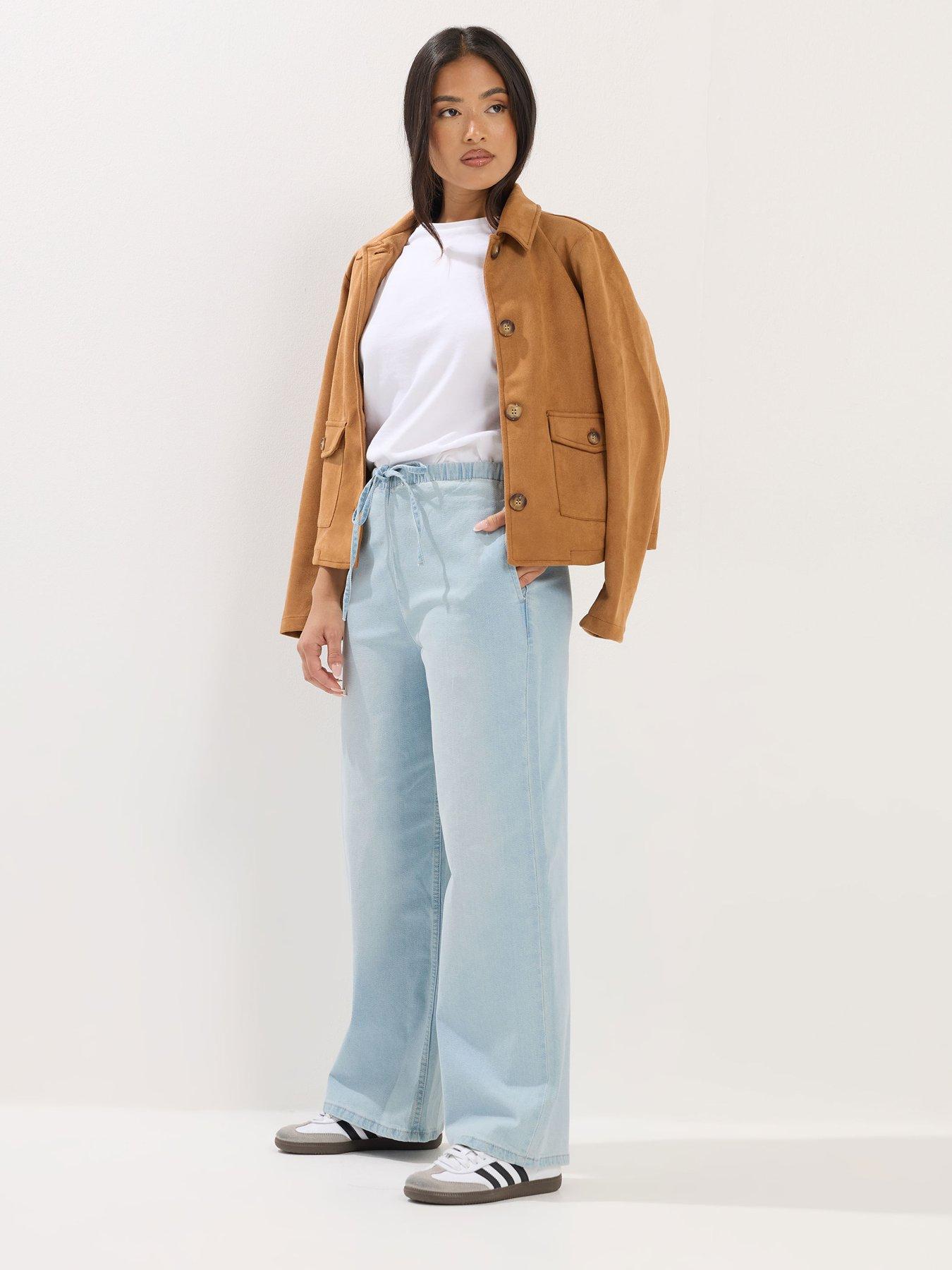 Image 3 of 5 of PixieGirl Petite Pull On Wide Leg Jeans - Blue