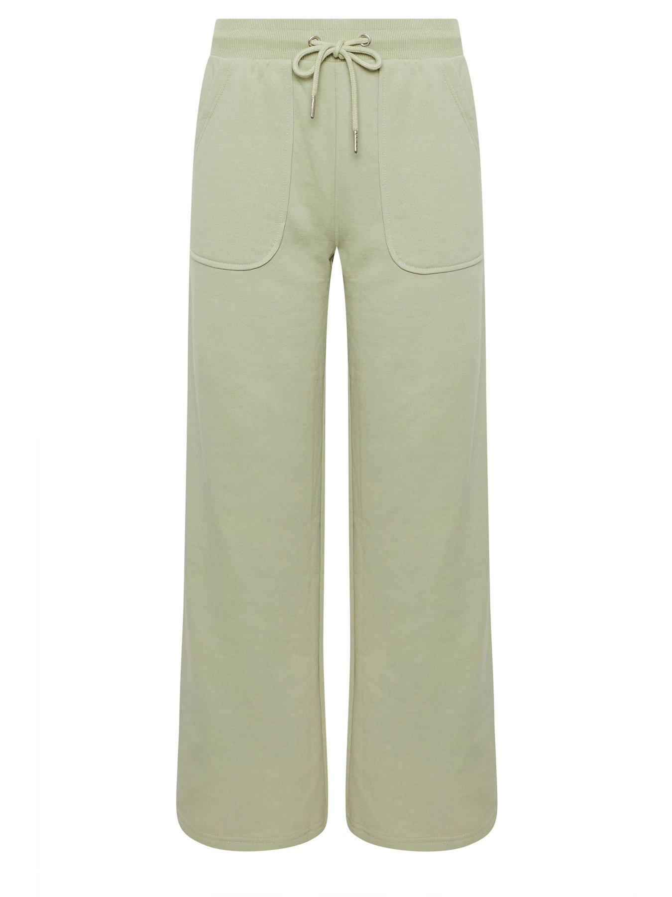  image of pixiegirl-petite-patch-pocket-wide-leg-joggers-green