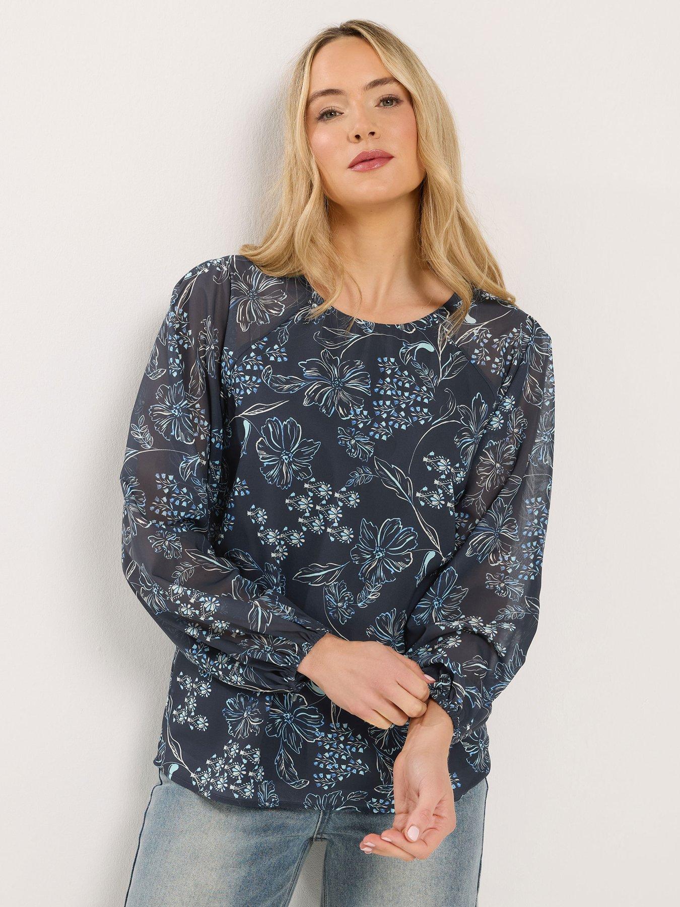 Long Tall Sally Tall Floral Georgette Raglan Top | Littlewoods
