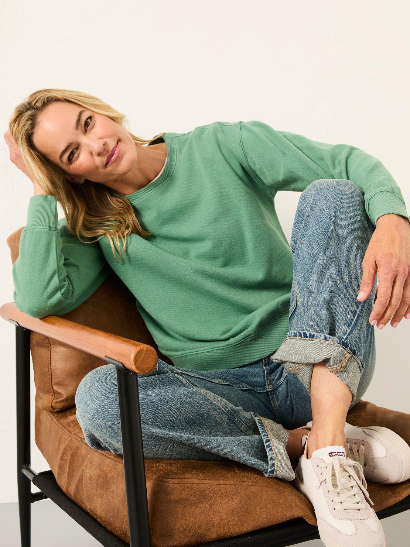  image of fatface-georgia-crew-sweatshirt-jade-green