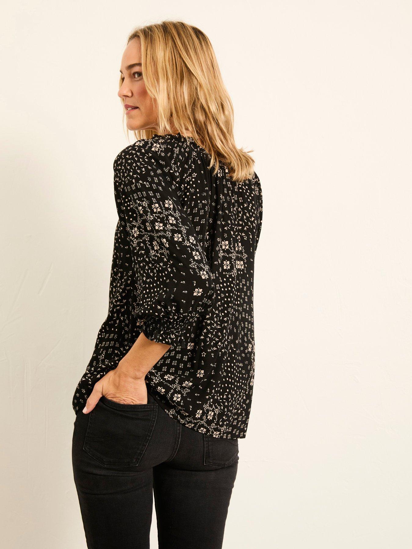  image of fatface-kira-mono-blouse-black