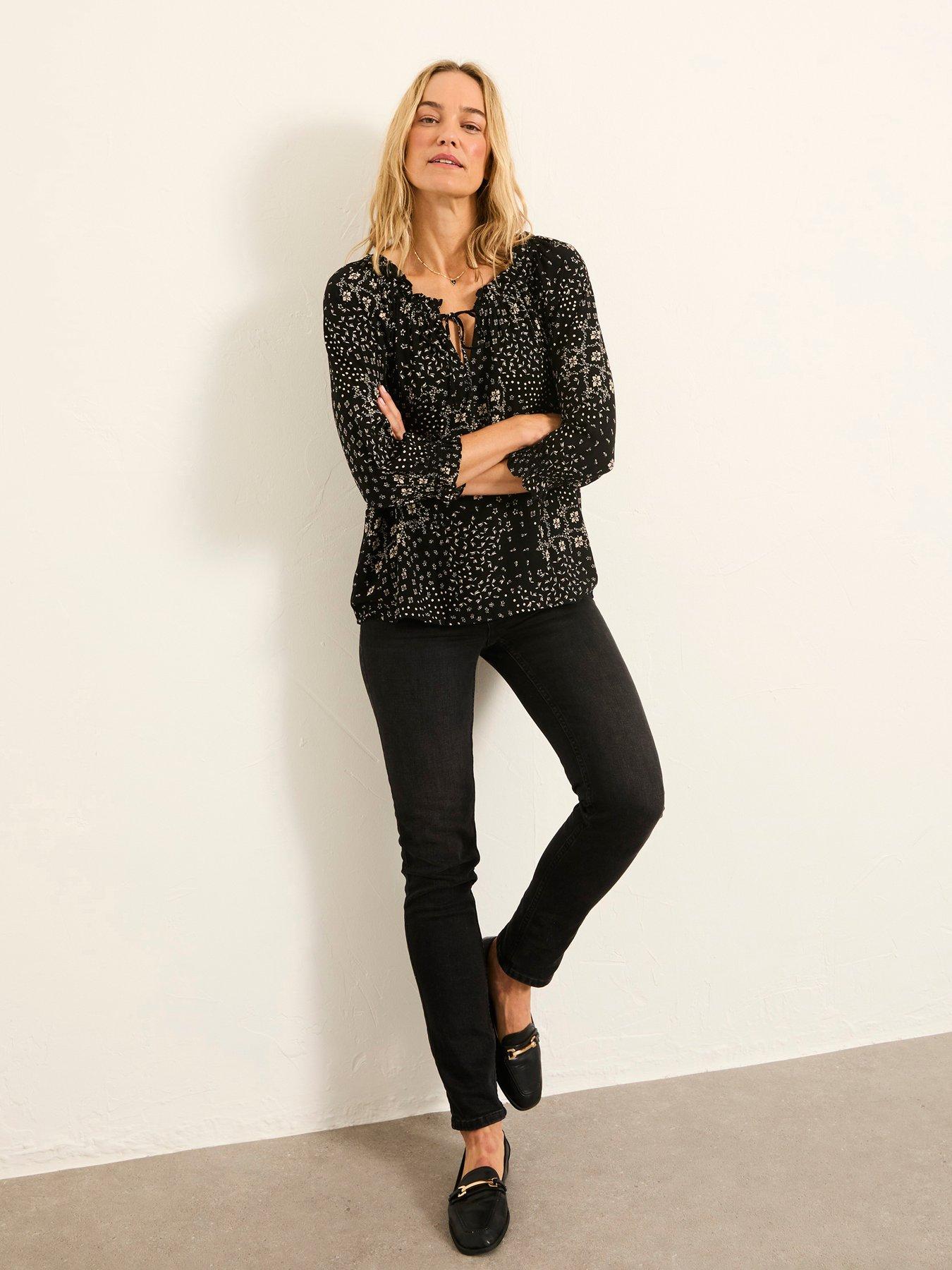  image of fatface-kira-mono-blouse-black