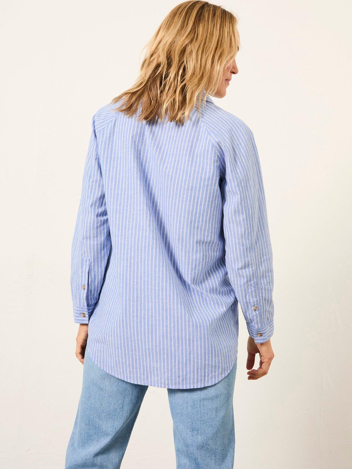  image of fatface-bessie-stripe-shirt-blue