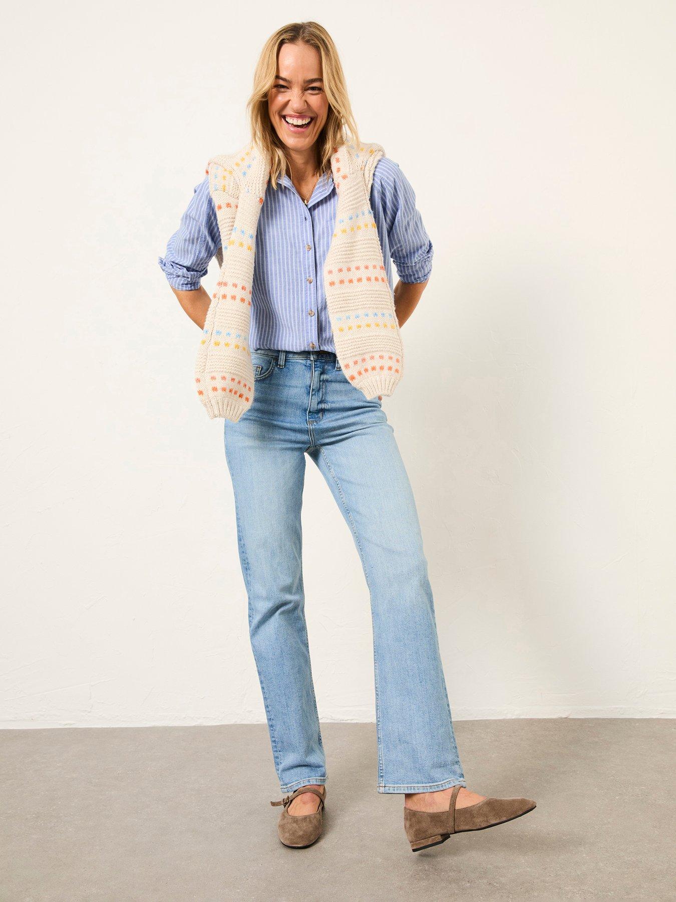  image of fatface-bessie-stripe-shirt-blue