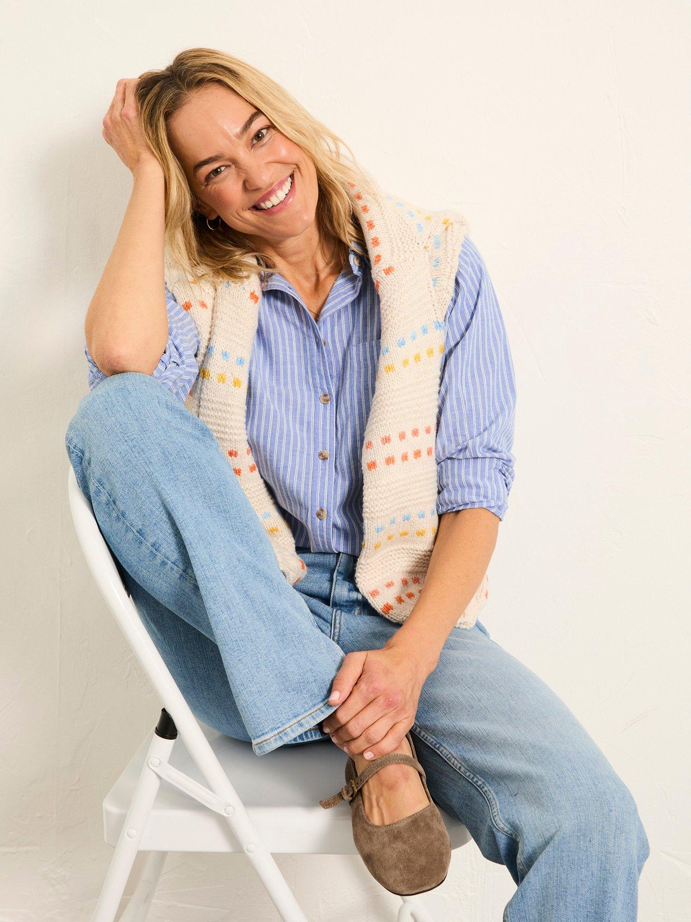  image of fatface-bessie-stripe-shirt-blue