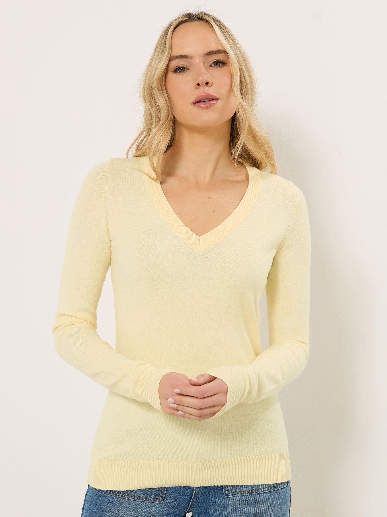 Image 1 of 5 of Long Tall Sally Fine Gauge V-Neck Jumper - Yellow
