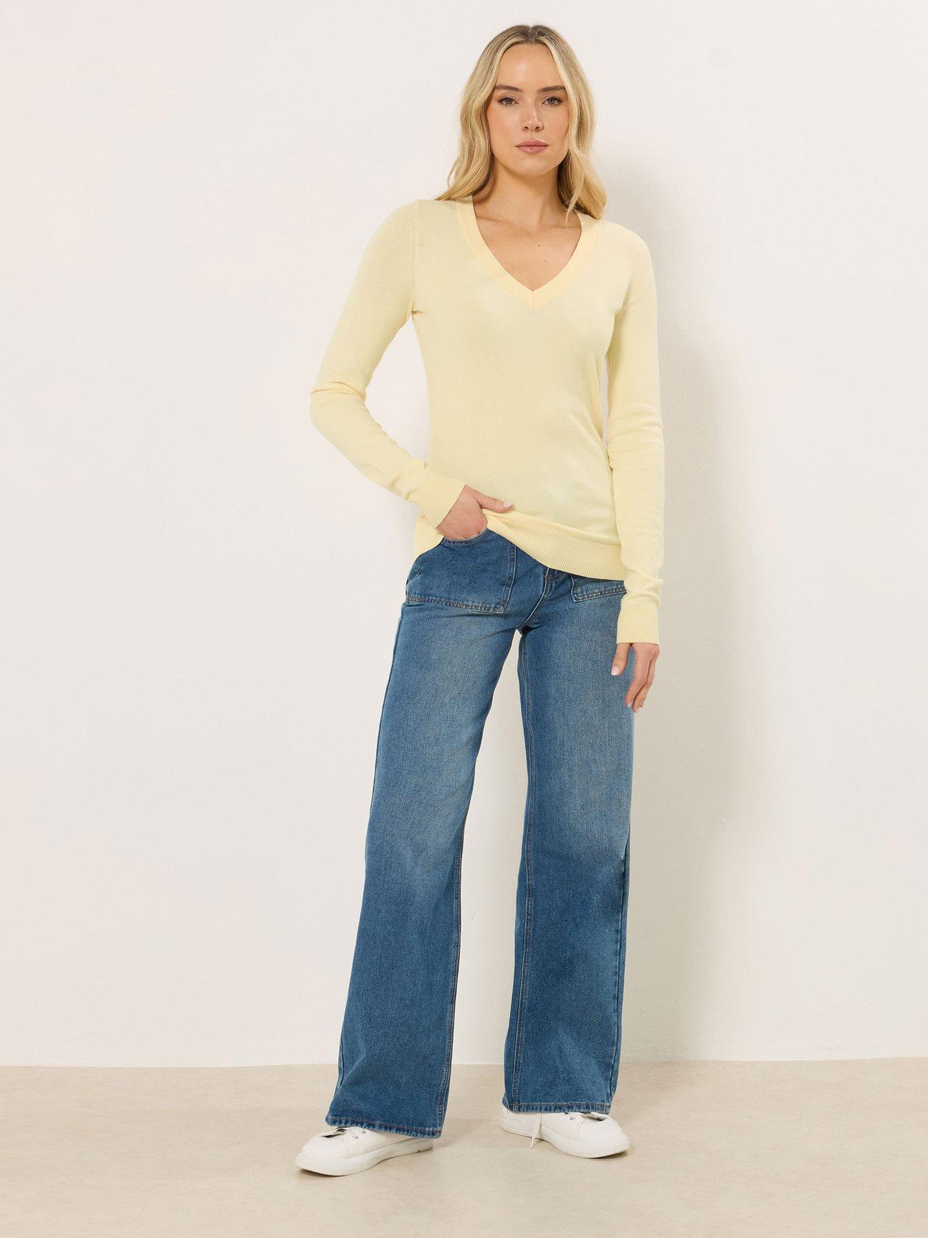 Image 3 of 5 of Long Tall Sally Fine Gauge V-Neck Jumper - Yellow