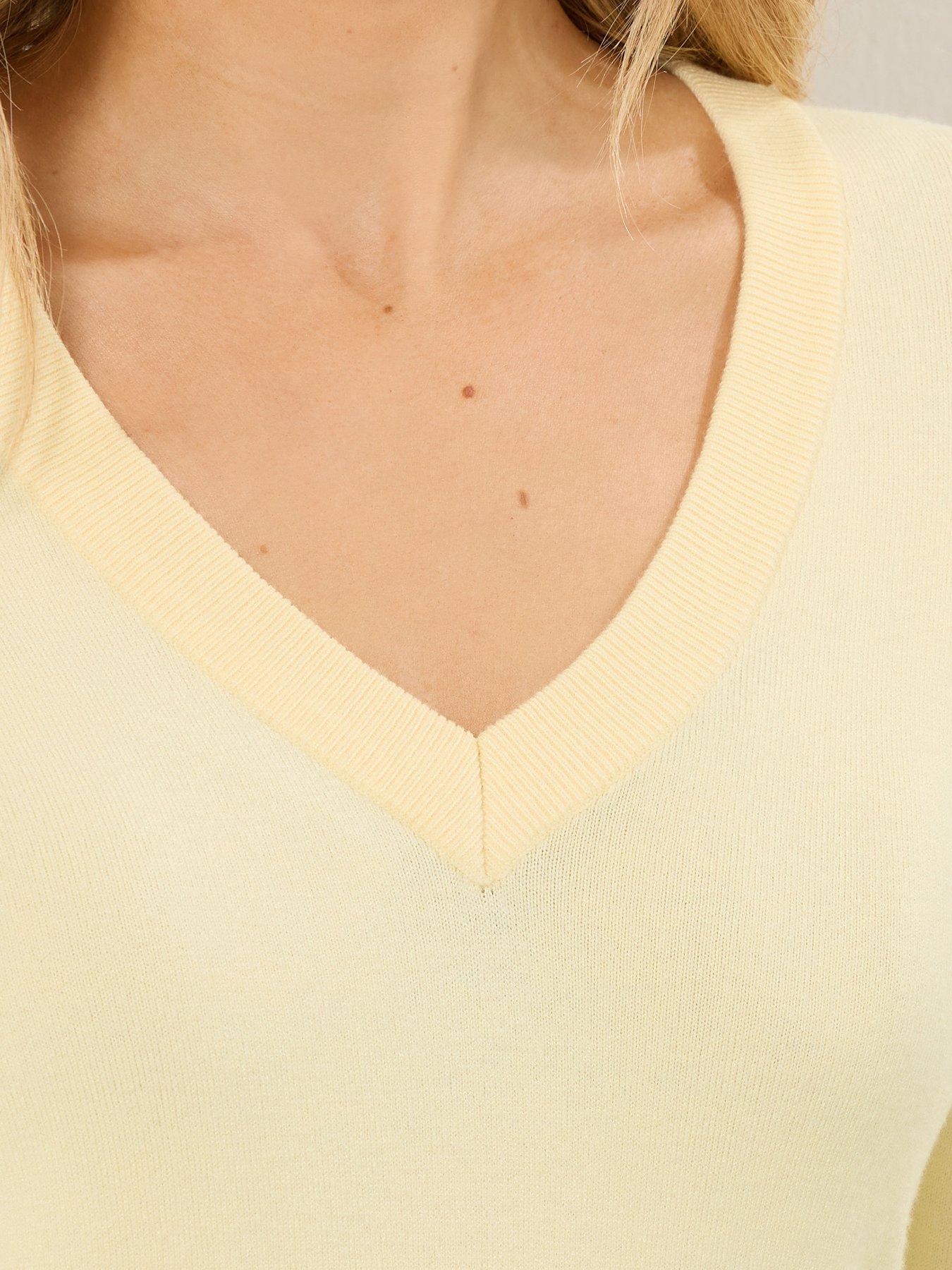 Image 4 of 5 of Long Tall Sally Fine Gauge V-Neck Jumper - Yellow