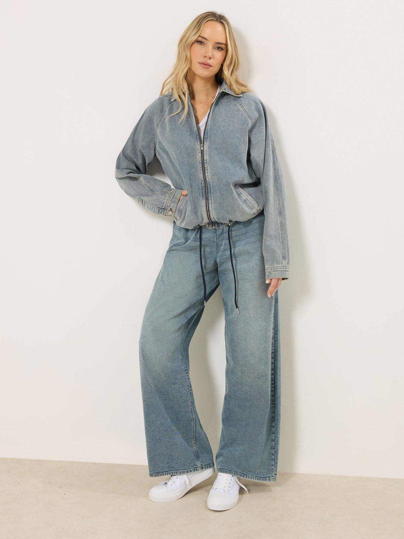  image of long-tall-sally-tall-denim-collar-bomber-jacket