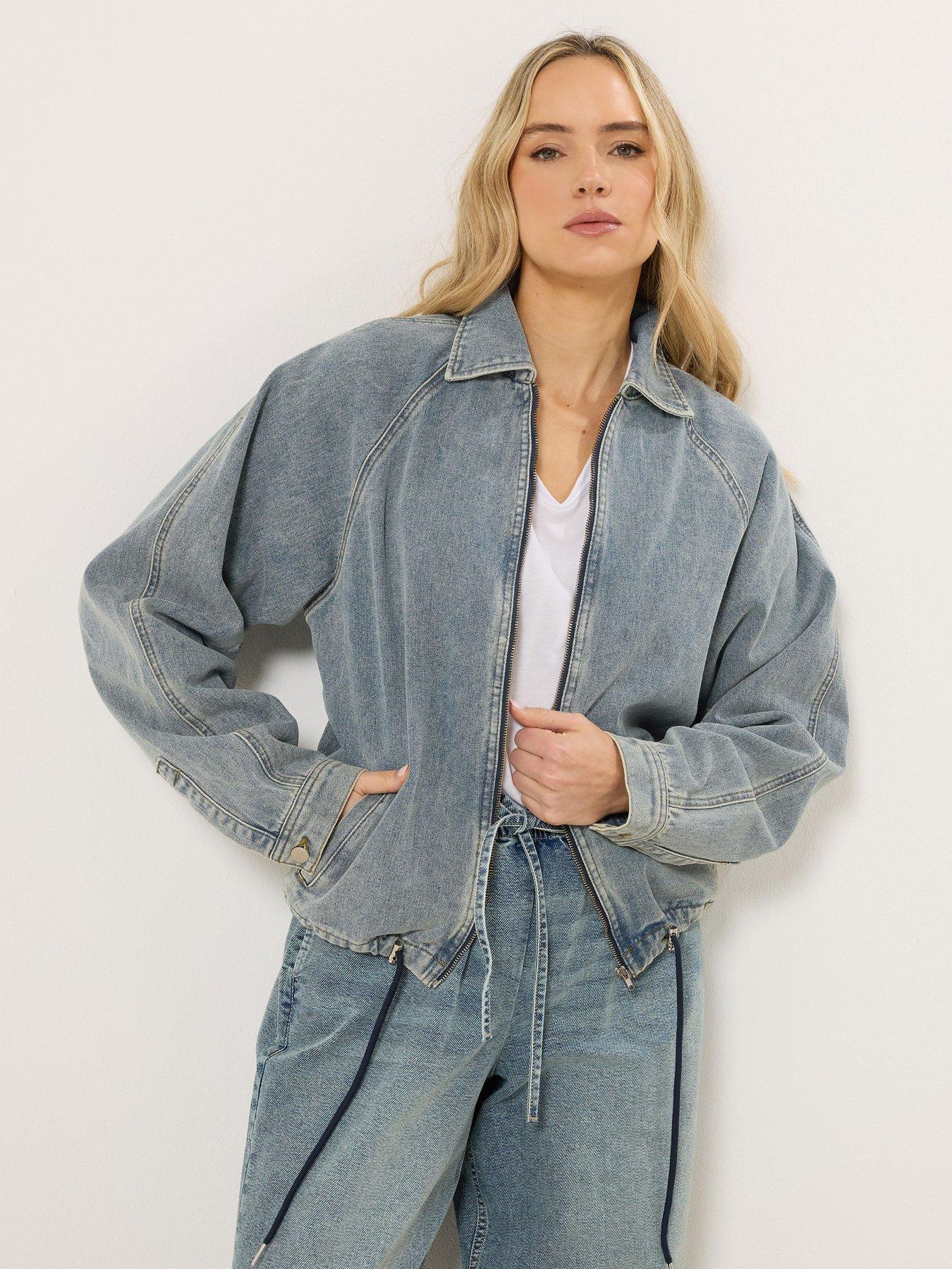  image of long-tall-sally-tall-denim-collar-bomber-jacket