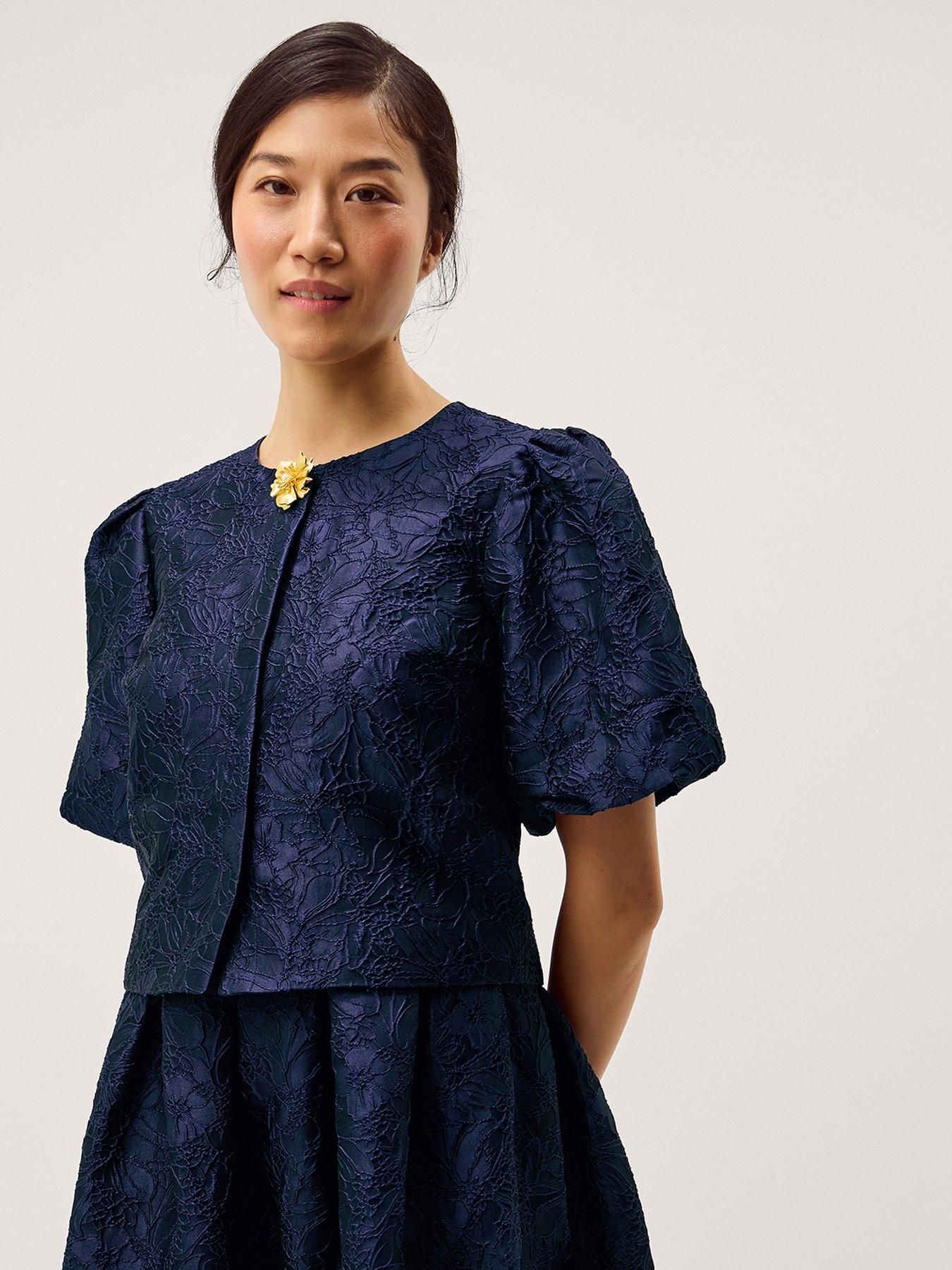 Monsoon Juliana Jacquard Jacket - Navy