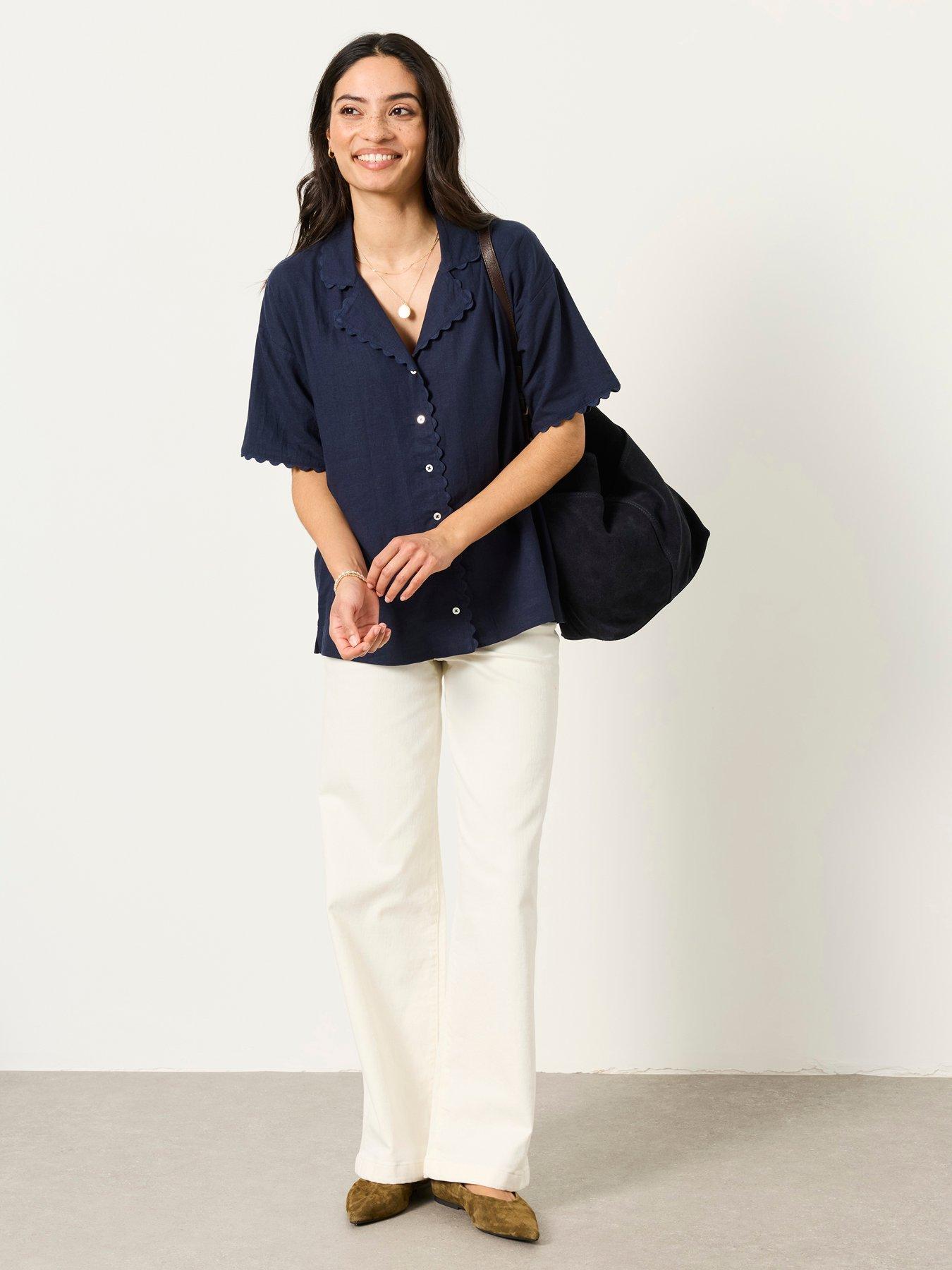 Image 3 of 5 of FatFace Kara Linen Shirt - Navy