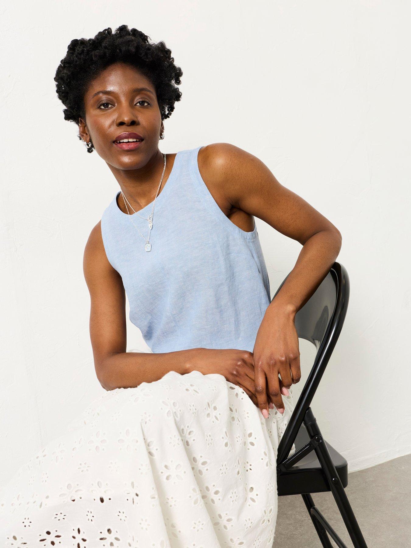 FatFace Dara Linen Blouse - Blue
