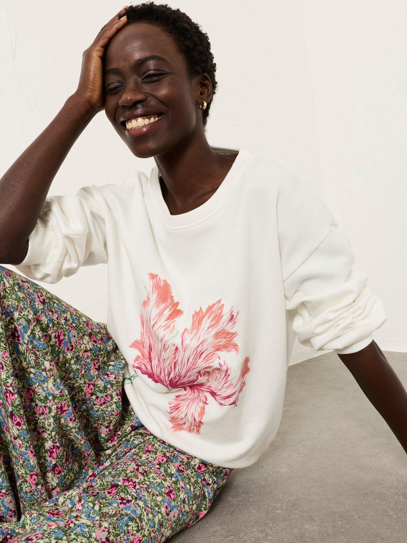 Image 1 of 6 of FatFace Alex Painterly Crew Sweatshirt - Ivory