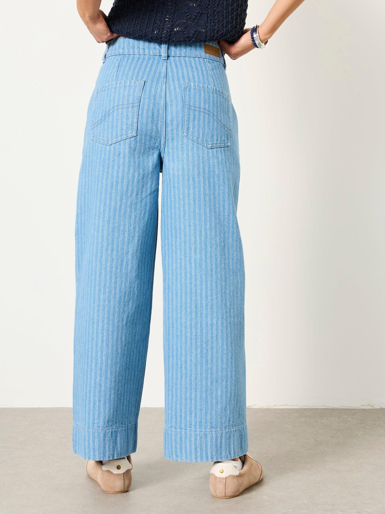 Image 2 of 6 of FatFace Hove Stripe Crop Jeans - Blue