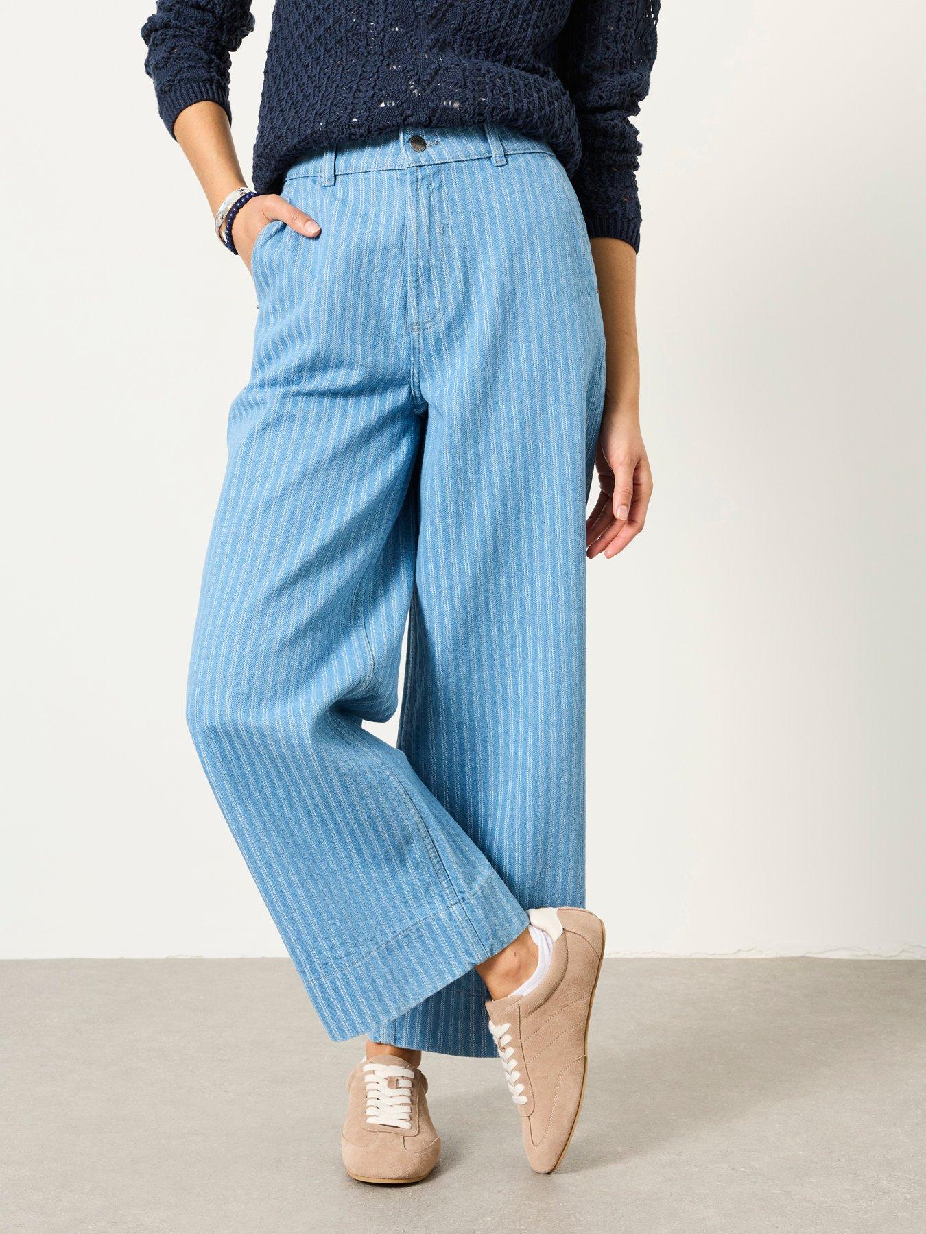Image 5 of 6 of FatFace Hove Stripe Crop Jeans - Blue