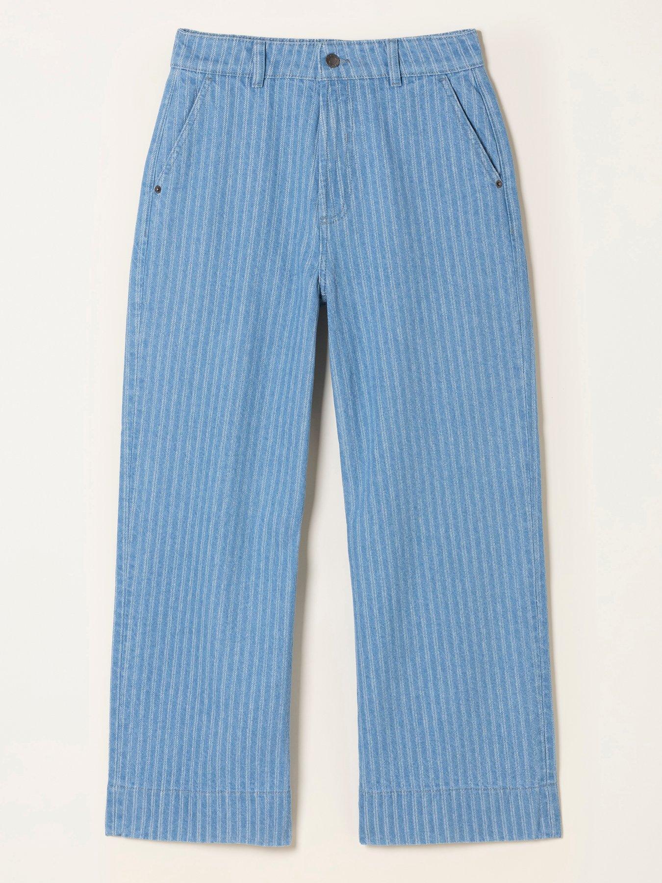 Image 6 of 6 of FatFace Hove Stripe Crop Jeans - Blue